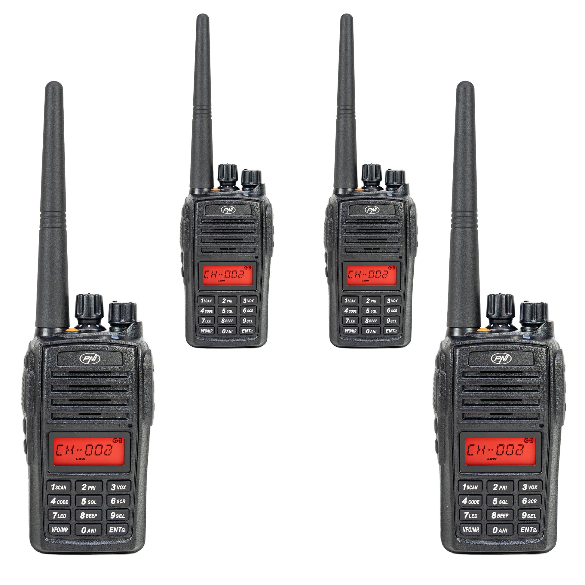 Kit 4 statii radio portabile PNI PMR R18, 446MHz, 0.5W, 128 canale, 16 PMR si tonuri 50 CTCSS si 104 DCS, Radio FM, programabila, Waterproof IP67