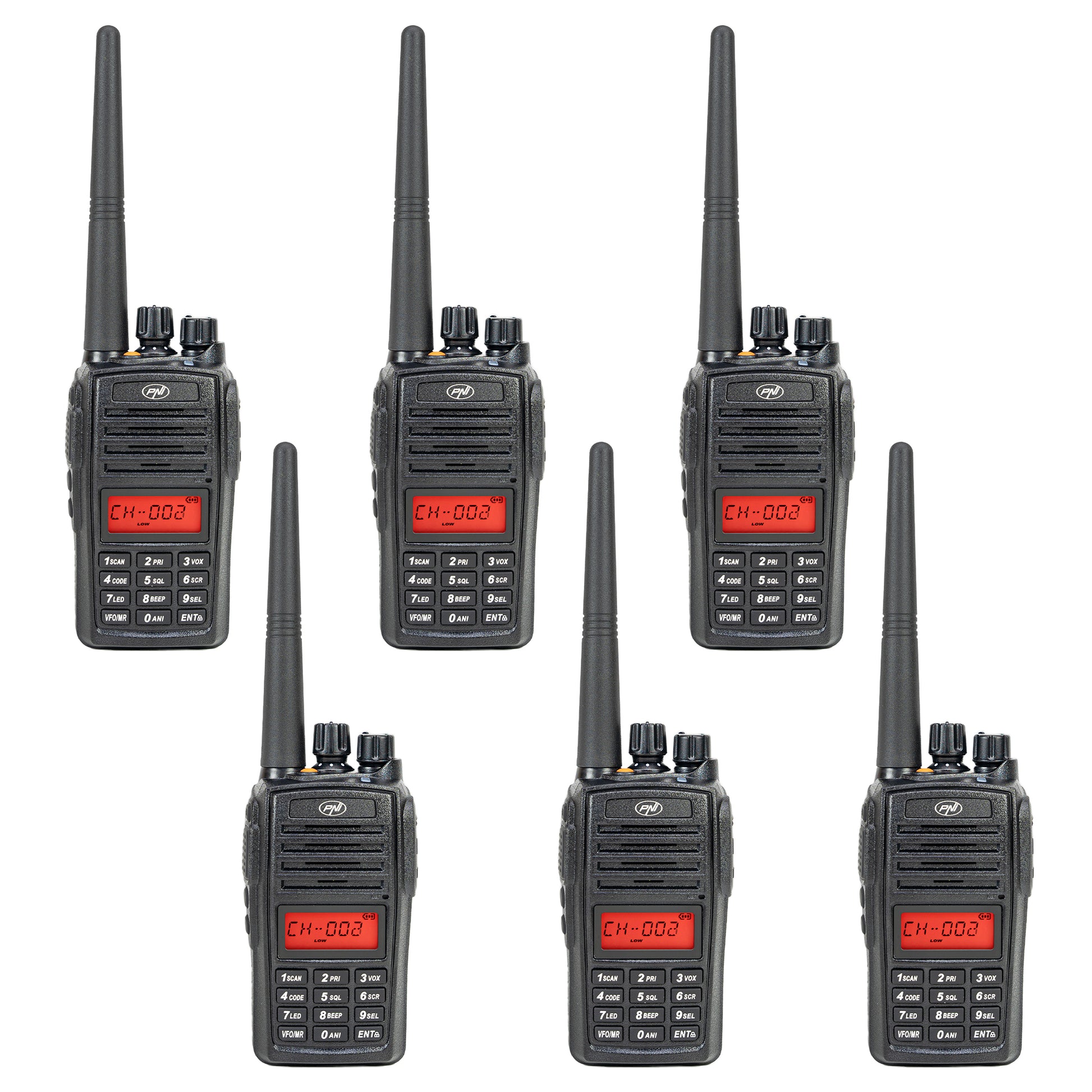 Kit 6 statii radio portabile PNI PMR R18, 446MHz, 0.5W, 128 canale, 16 PMR si tonuri 50 CTCSS si 104 DCS, Radio FM, programabila, Waterproof IP67