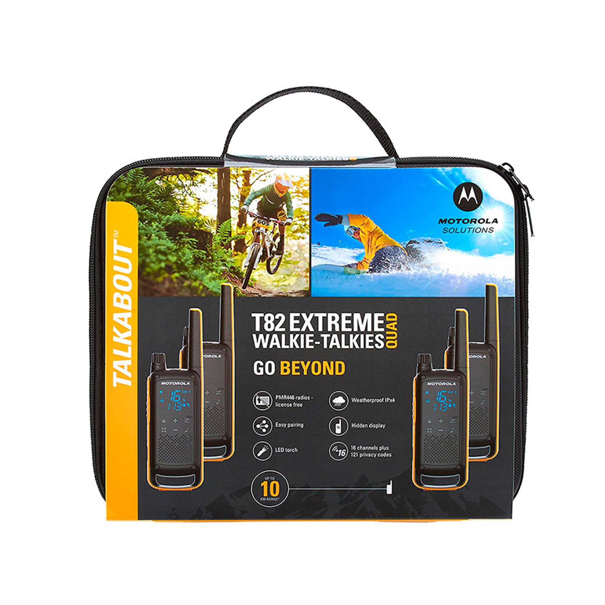 Kit Statie radio PMR portabila Motorola TALKABOUT T82 Extreme Quad set cu 4 buc + Cadou Sticky Pad Cav
