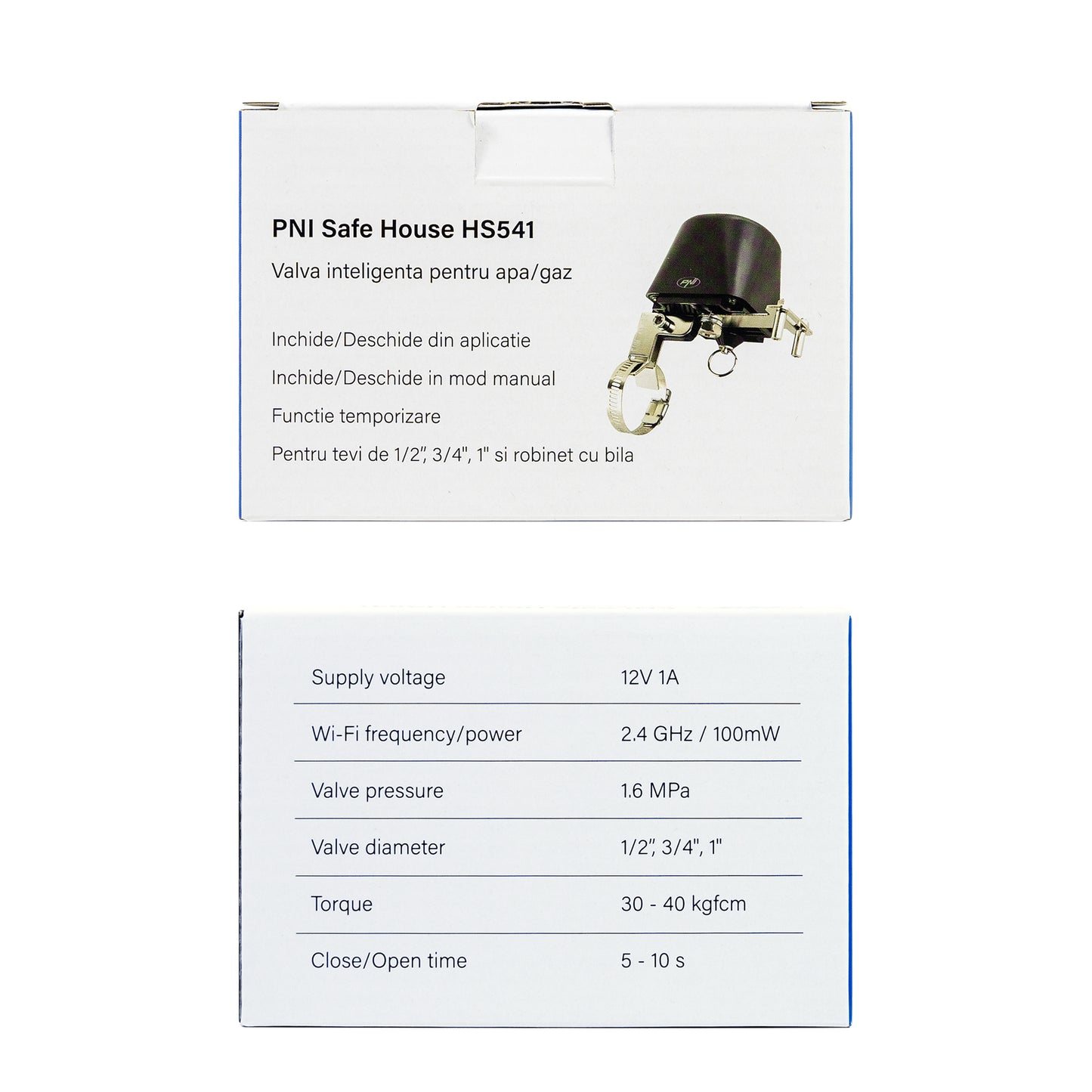 Valva inteligenta PNI Safe House HS541 cu Wi-Fi, pentru oprire alimentare conducta apa/gaz prin internet, compatibil cu aplicatia Tuya, alimentare 12V
