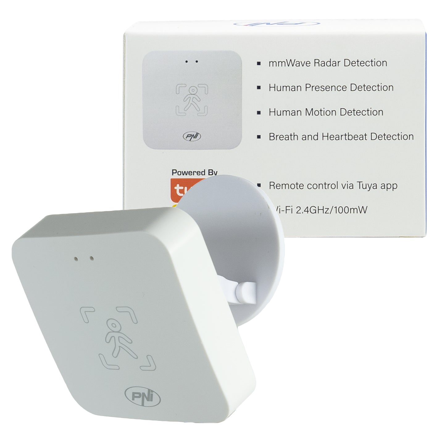 Senzor de prezenta PNI SafeHouse HS402 Wi-Fi, cu unde radar milimetrice, raza de 10 m, detecteaza miscarea si prezenta statica, masoara distanta si luminozitatea, compatibil cu aplicatia Tuya, alimentare 5V USB-C