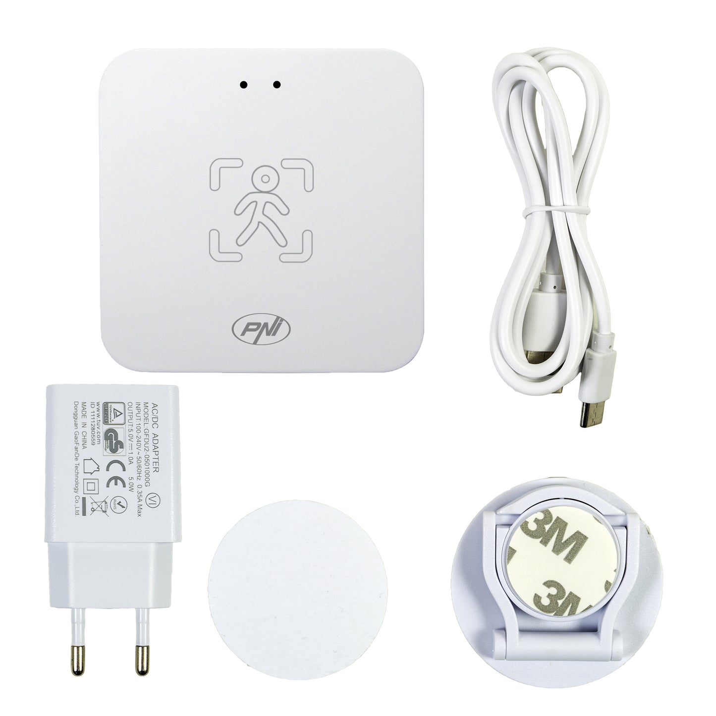 Senzor de prezenta PNI SafeHouse HS402 Wi-Fi, cu unde radar milimetrice, raza de 10 m, detecteaza miscarea si prezenta statica, masoara distanta si luminozitatea, compatibil cu aplicatia Tuya, alimentare 5V USB-C