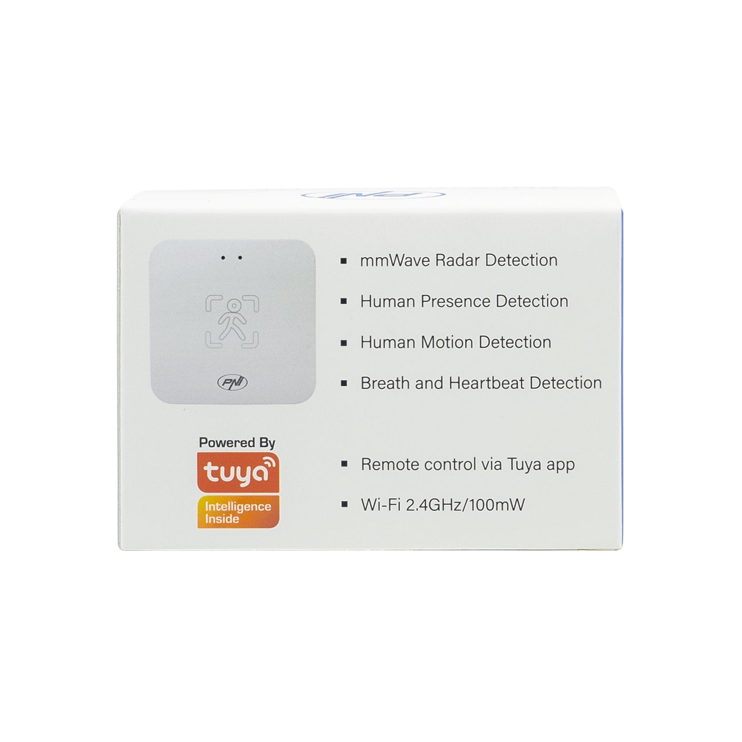 Senzor de prezenta PNI SafeHouse HS402 Wi-Fi, cu unde radar milimetrice, raza de 10 m, detecteaza miscarea si prezenta statica, masoara distanta si luminozitatea, compatibil cu aplicatia Tuya, alimentare 5V USB-C