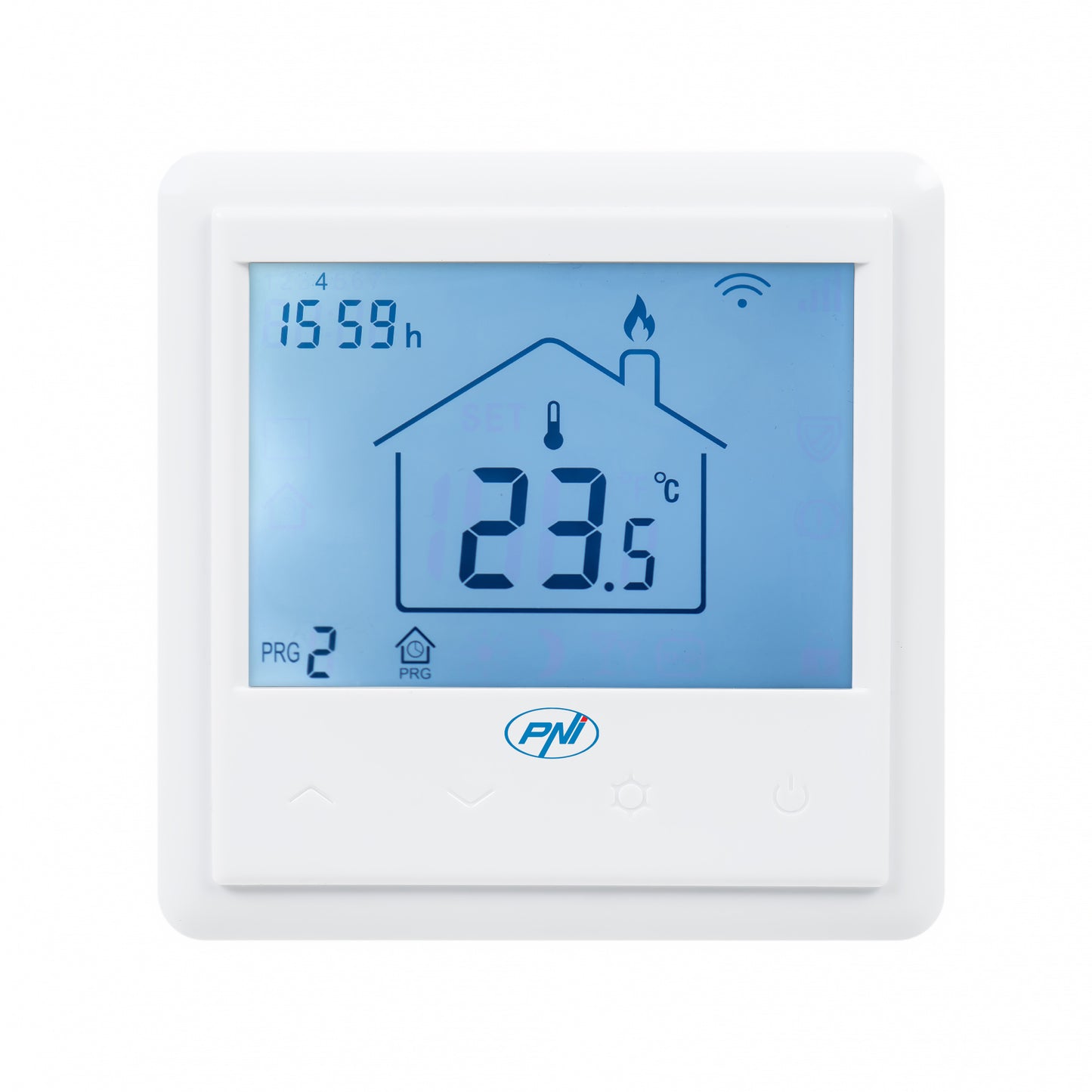 Termostat inteligent incastrabil PNI CT25PW WiFi, control prin internet, incalzire cu apa in pardoseala, actuatoare, pompe, centrala, aplicatie mobil Tuya Smart, integrare in scenarii smart cu alte produse compatibile Tuya, Alexa, Google Home