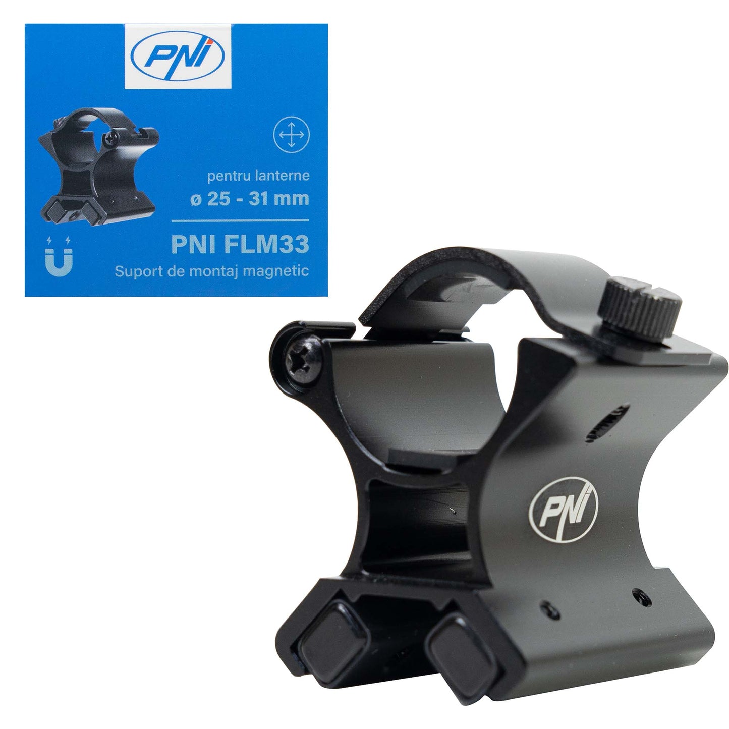 Suport de montaj magnetic PNI FLM33 pentru lanterne cu diametrul intre 25-31 mm