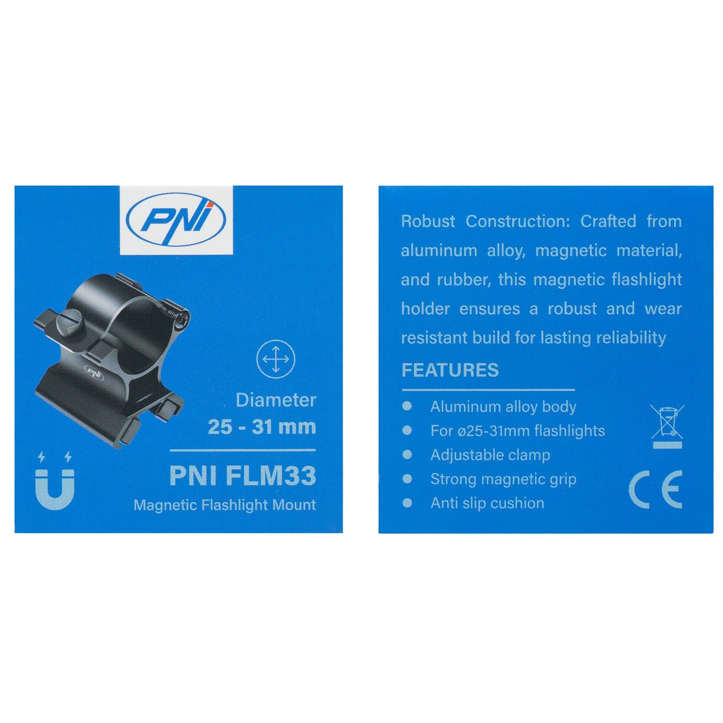 Suport de montaj magnetic PNI FLM33 pentru lanterne cu diametrul intre 25-31 mm