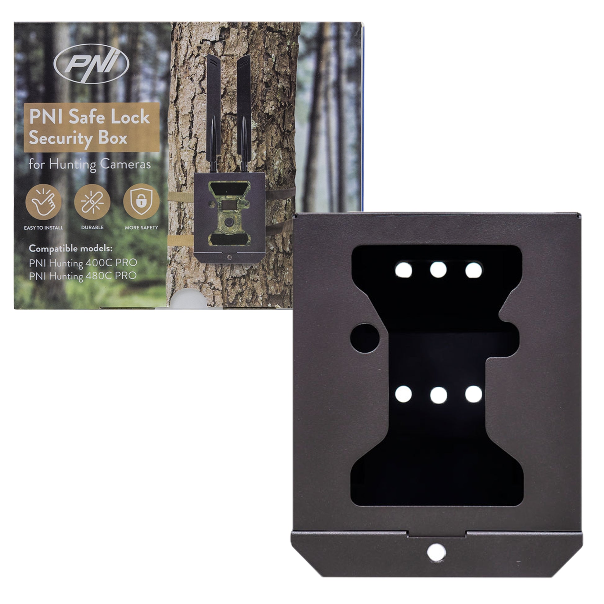 Carcasa metalica de securitate PNI Safe Lock pentru camere de vanatoare PNI Hunting 400C PRO si PNI Hunting 480C PRO