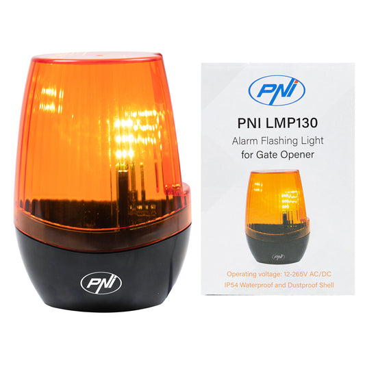 Lampa LED de semnalizare deschidere poarta PNI LMP130 12-265V, intermitenta, pentru porti autoportante, IP54