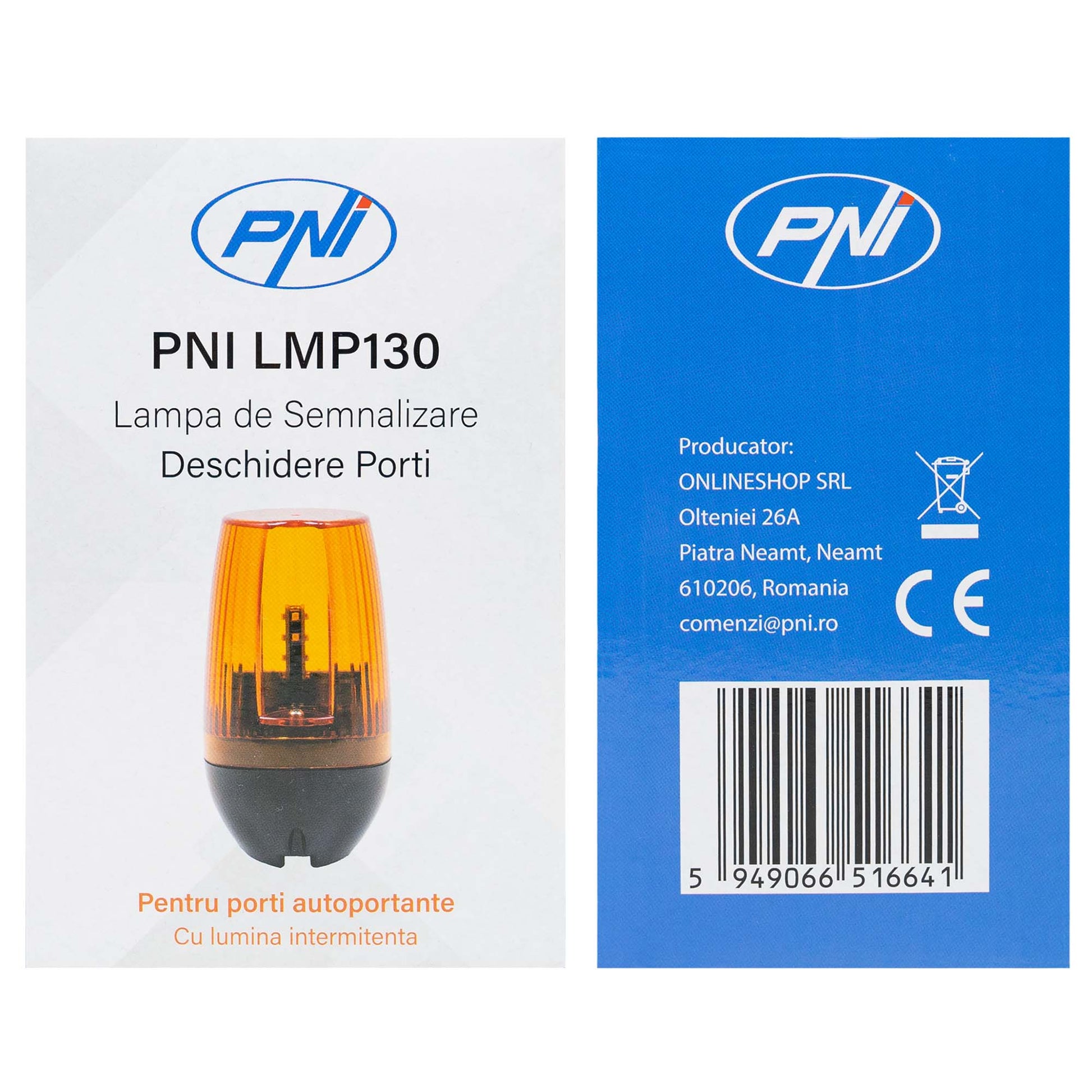 Lampa LED de semnalizare deschidere poarta PNI LMP130 12-265V, intermitenta, pentru porti autoportante, IP54