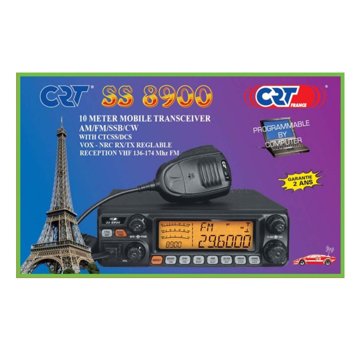 Statie radioamatori CRT SS 8900 AM, FM, LSB, USB, CW 28-29.7Mhz, ASQ, RF Gain, Roger Beep, 12V, programabil