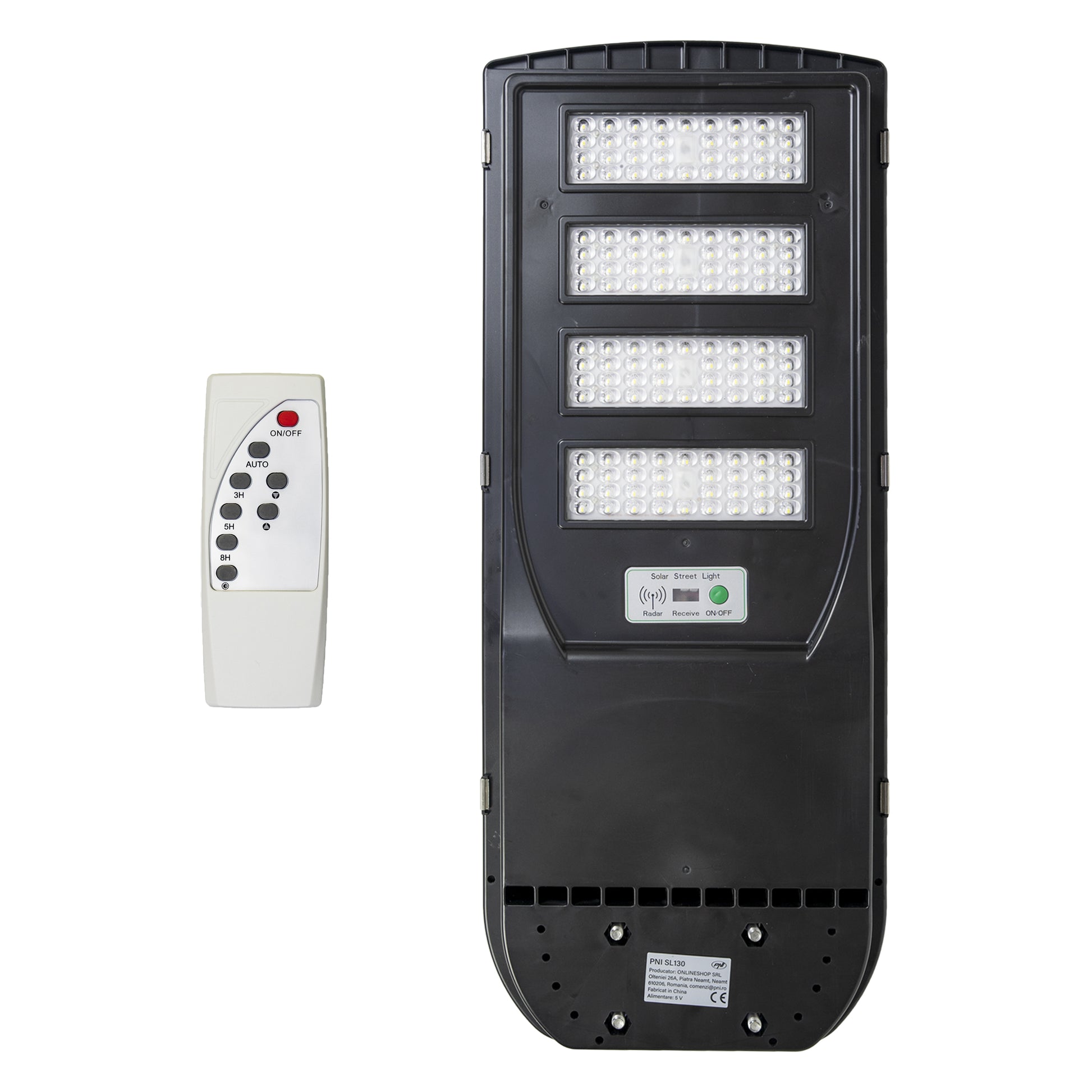 Lampa de iluminat stradal PNI SL130S 300W cu panou solar incorporat