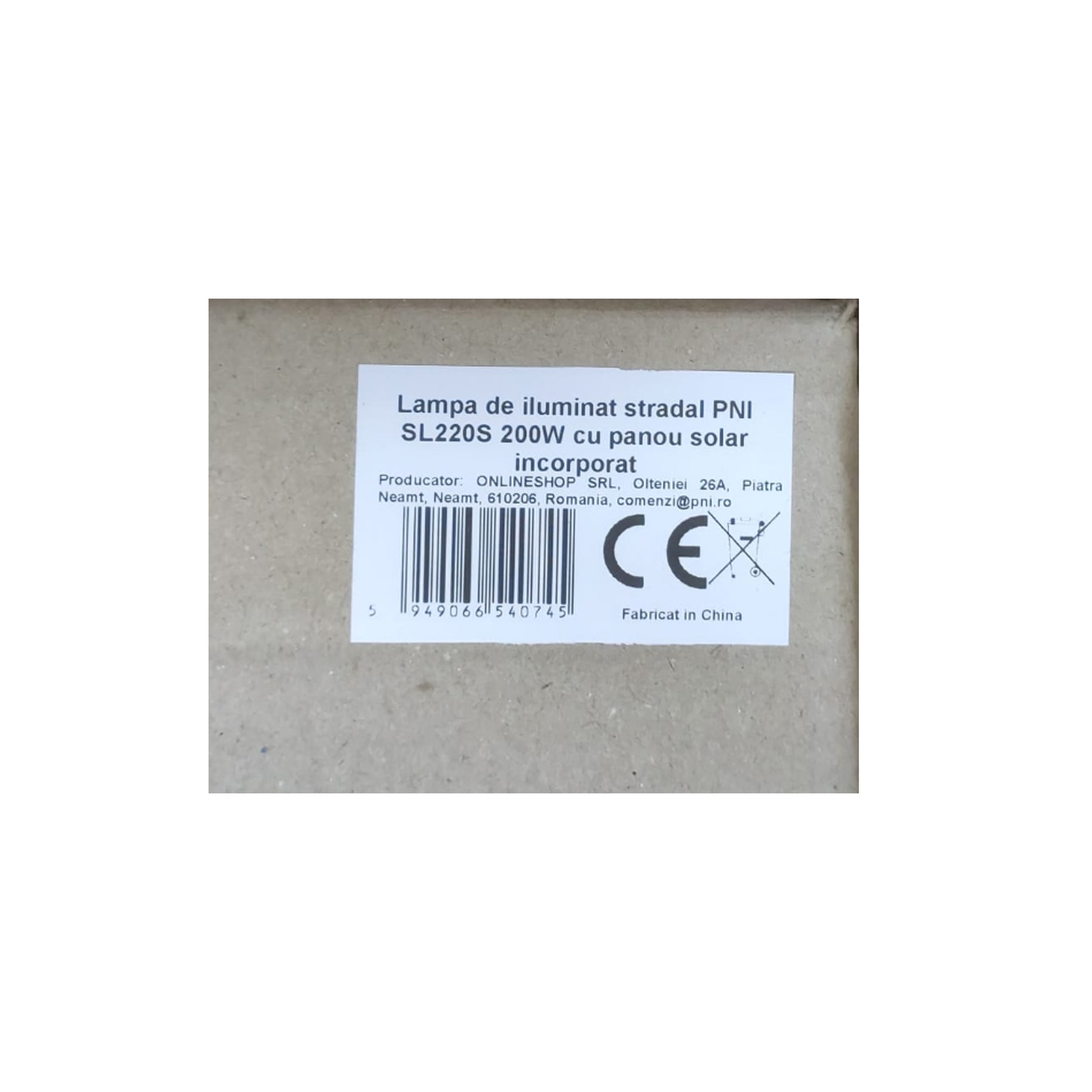 Lampa de iluminat stradal PNI SL220S 200W cu panou solar incorporat