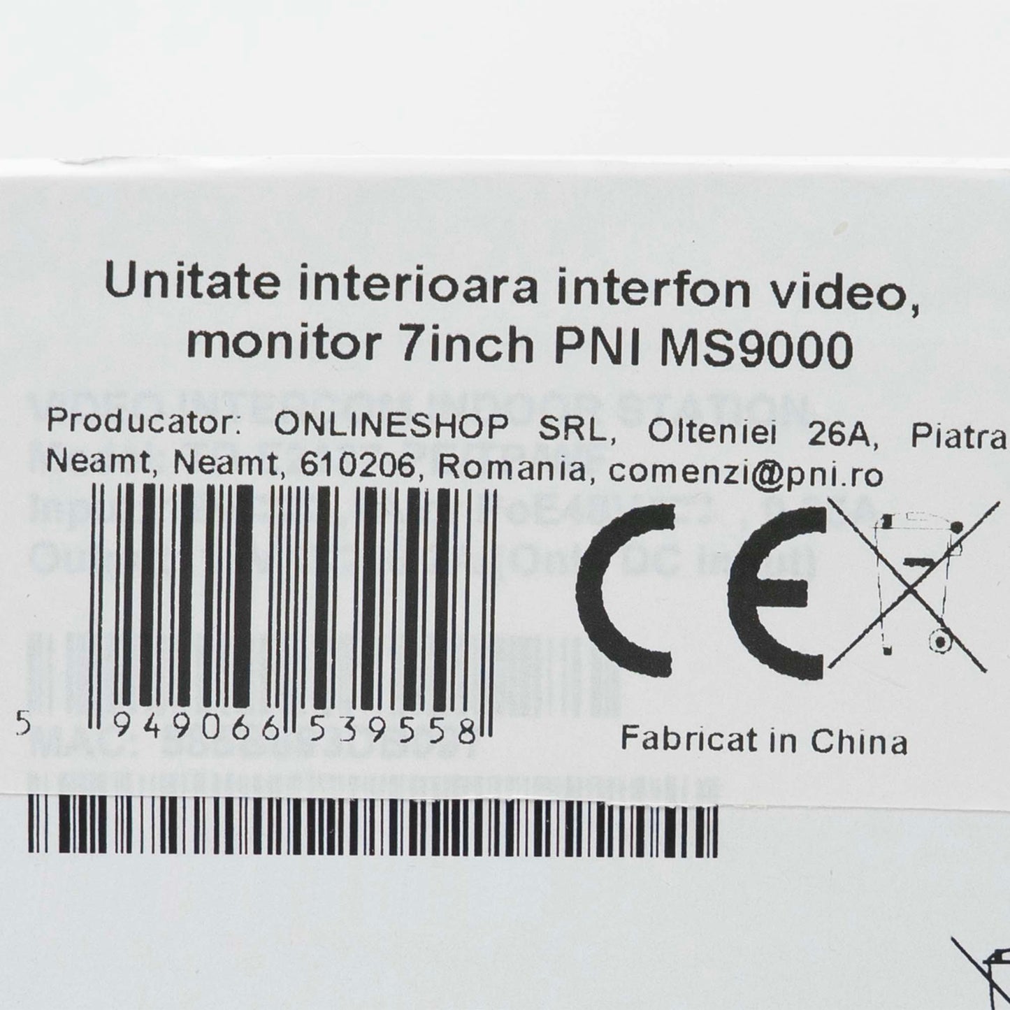 Unitate interioara interfon video PNI MS9000, monitor 7 inch, compatibil cu unitate exterioara PNI UMS9000