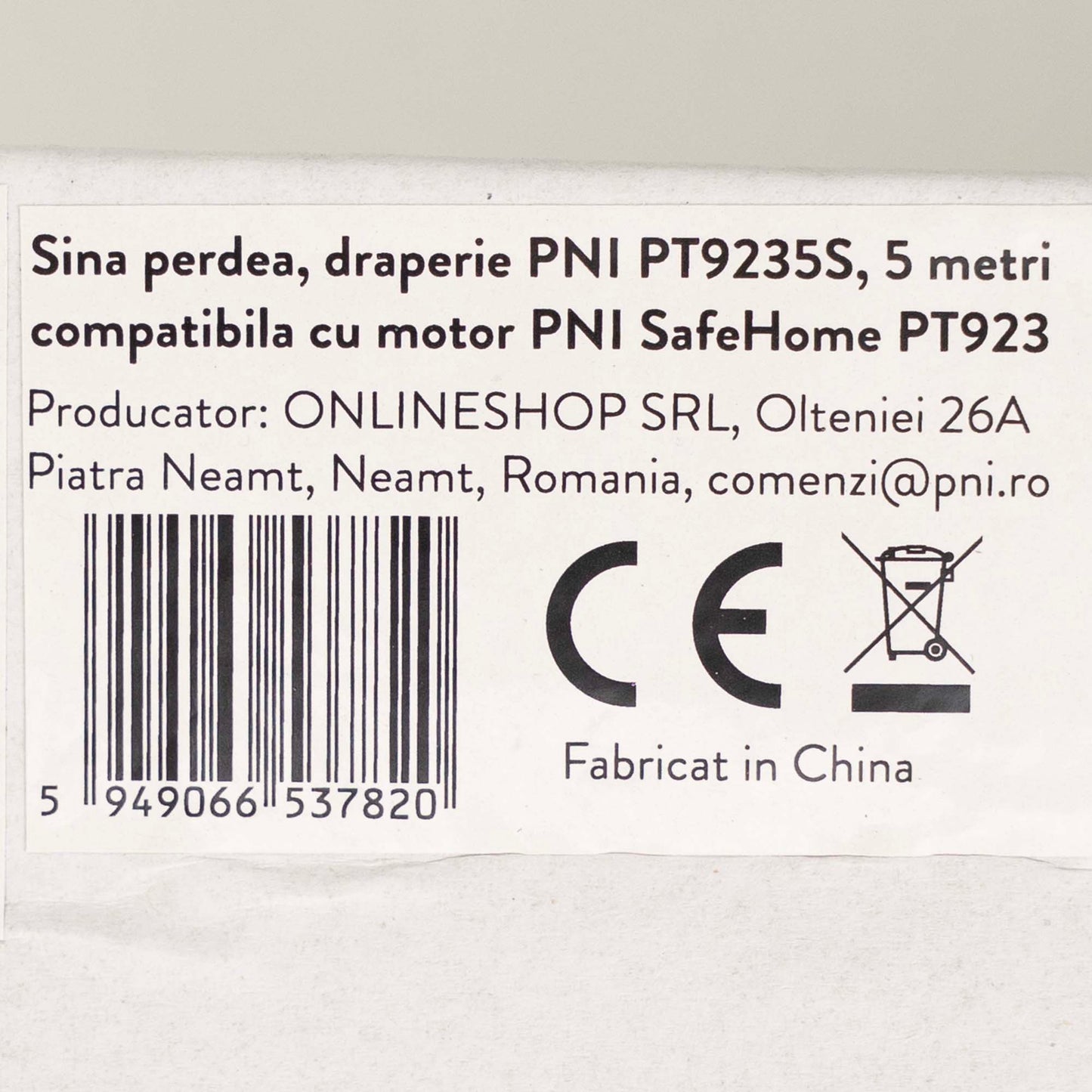 Sina perdea, draperie PNI PT9235S lungime 5m, compatibila cu motor inteligent PNI SafeHome PT923
