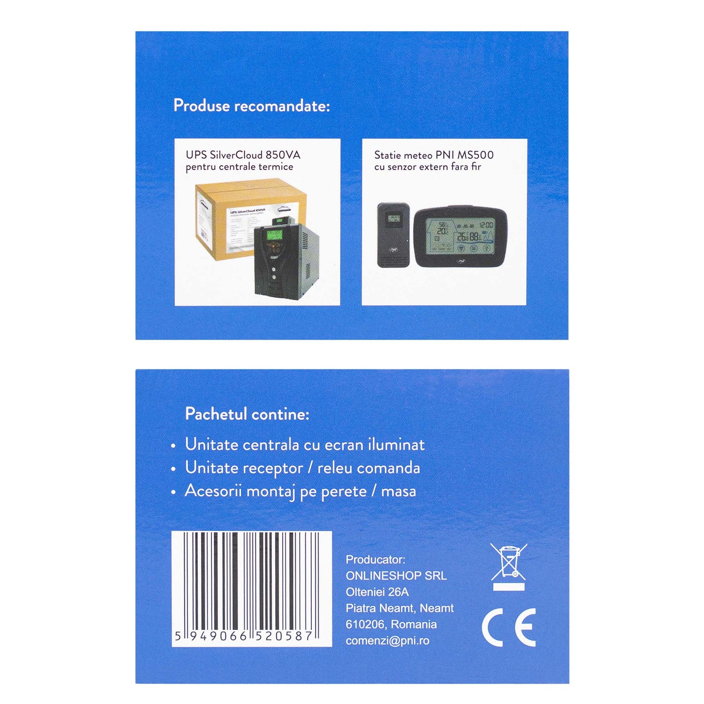 Termostat inteligent PNI CT36 fara fir, cu WiFi, control prin Internet, pentru centrale termice, APP TuyaSmart
