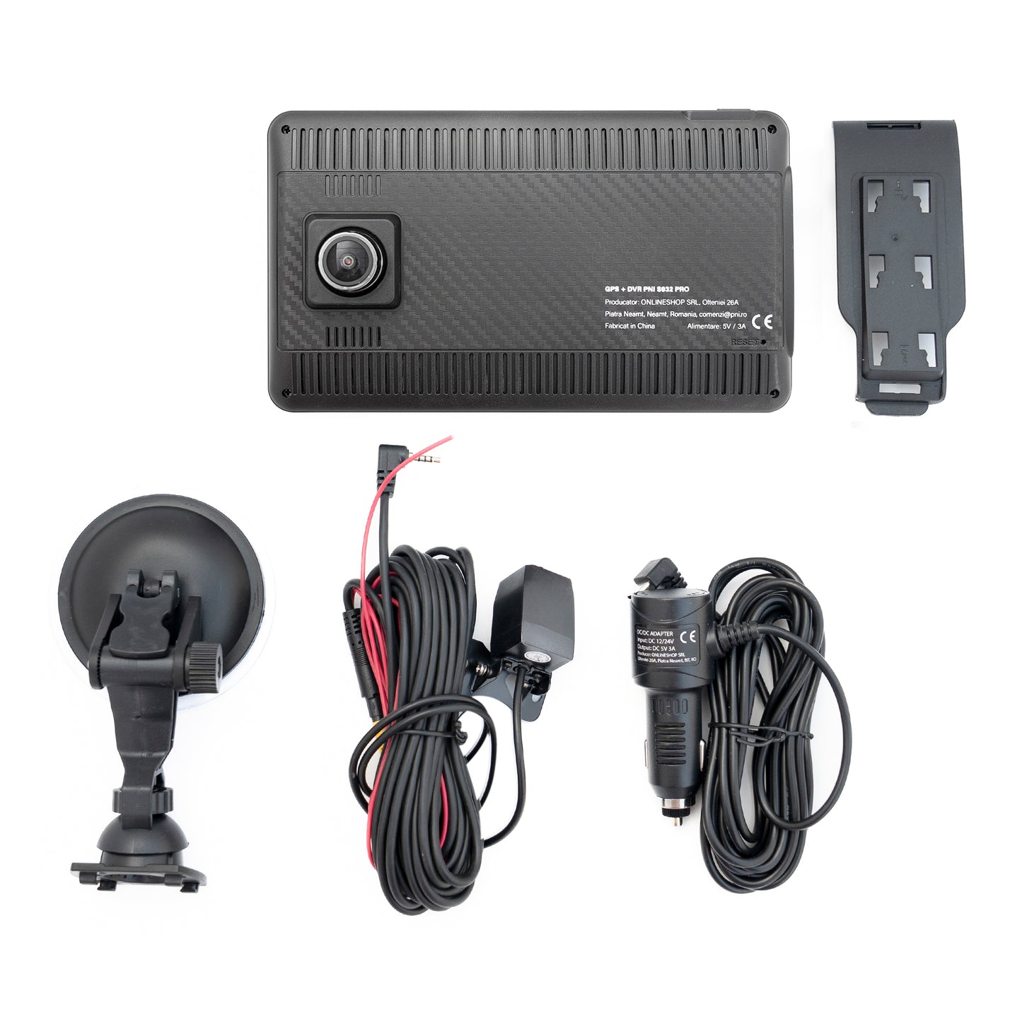 Sistem de navigatie GPS cu DVR incorporat PNI S932 PRO ecran 7 inch, memorie 32 GB, 2GB DDR3 RAM, Android 13, FM transmitter, Mirror Link, Apple Carplay si Android Auto, camera de marsarier inclusa