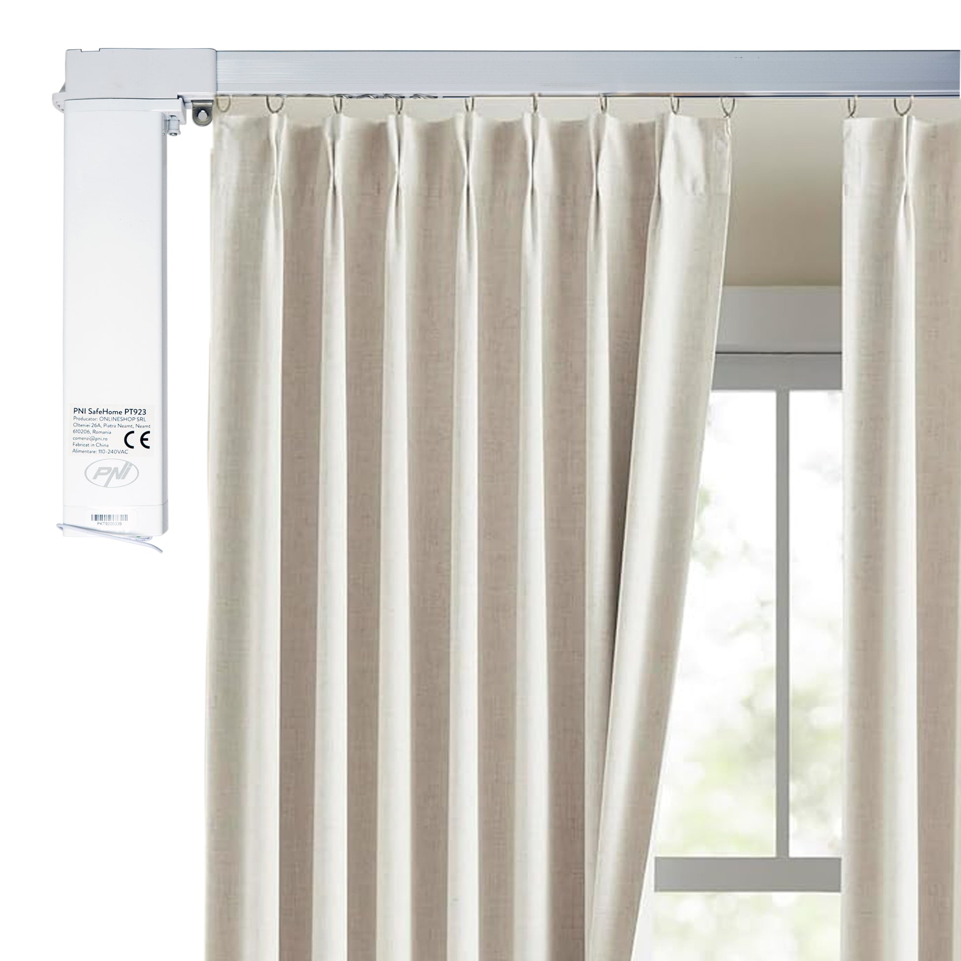Motor inteligent pentru draperii, perdele PNI SafeHome PT923 WiFi, cu telecomanda inclusa, controlata cu aplicatia Tuya Smart