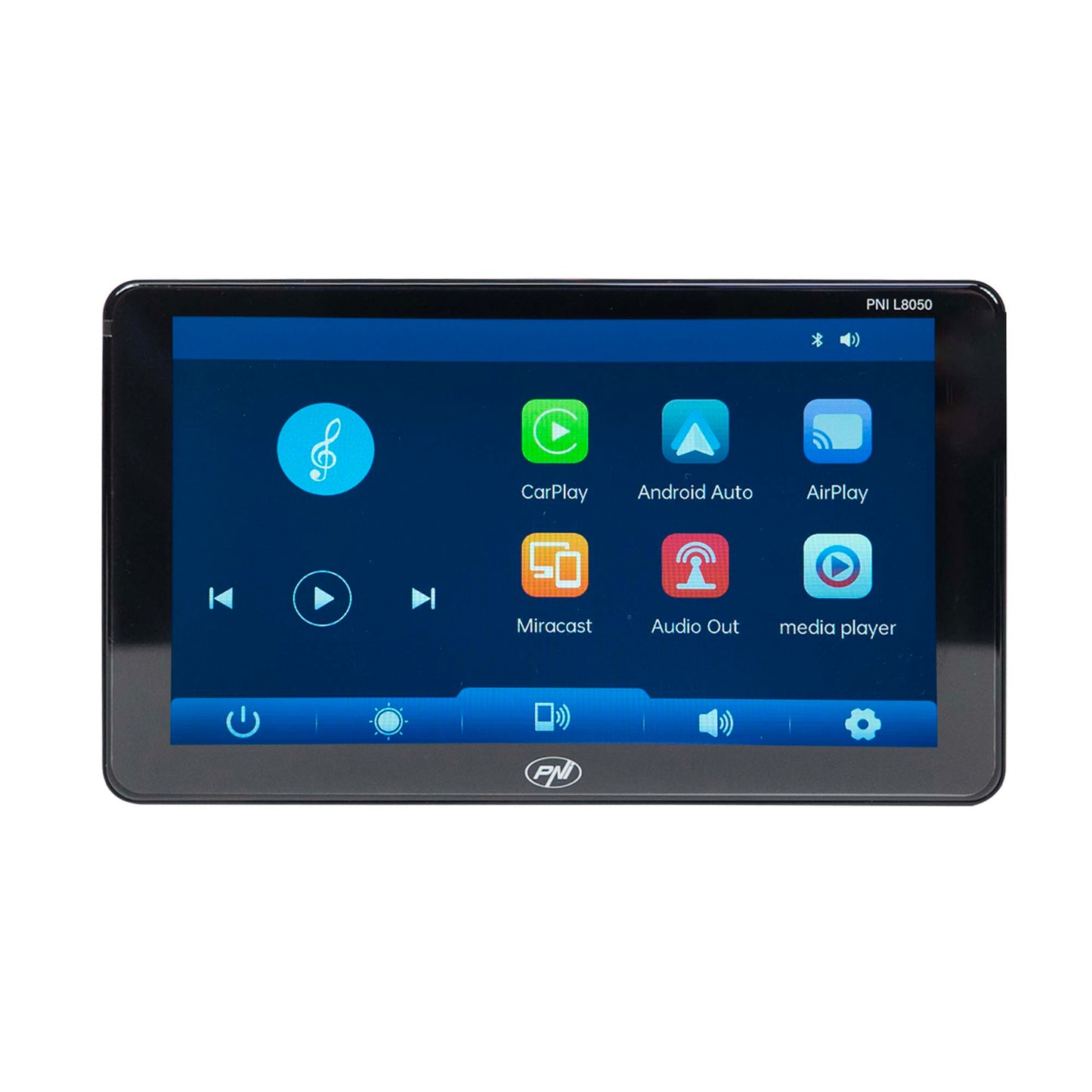 Sistem multimedia auto PNI L8050 cu ecran de 7 inch, Apple Carplay si Android Auto, Android/iPhone mirroring, FM transmitter, camera video mers inapoi inclusa