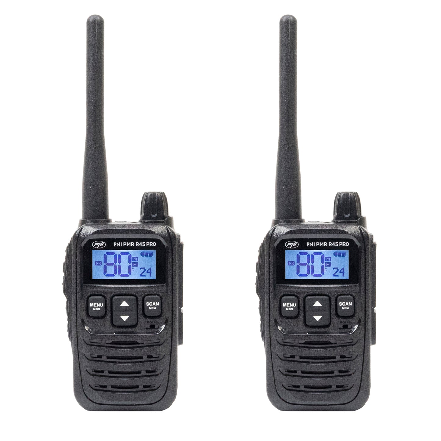 Kit 2 statii radio portabile PNI PMR R45 PRO 446MHz, 0.5W, 99CH programabile, 16 PMR, VOX, TOT, BCL, Scan, Roger Beep