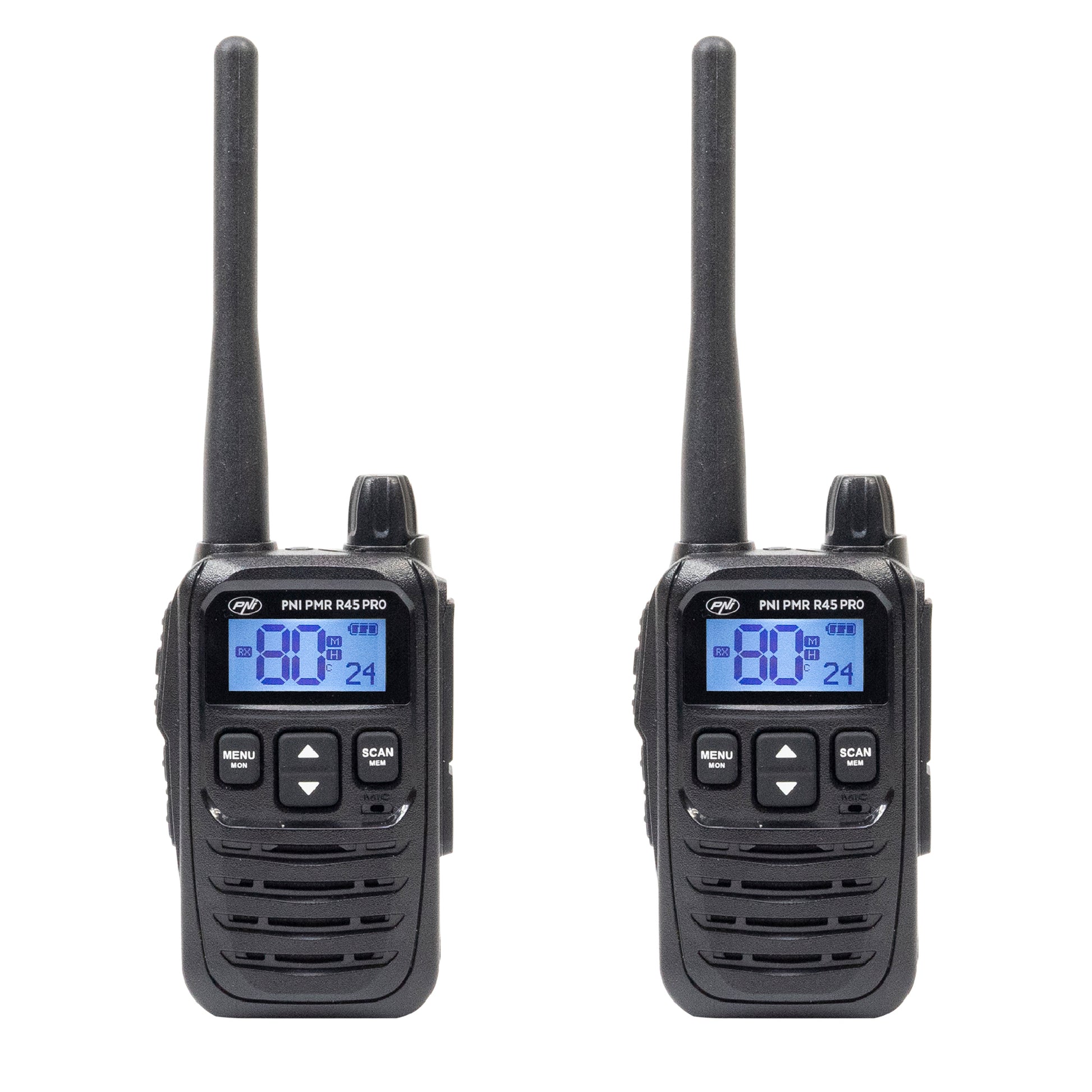 Kit 2 statii radio portabile PNI PMR R45 PRO 446MHz, 0.5W, 99CH programabile, 16 PMR, VOX, TOT, BCL, Scan, Roger Beep