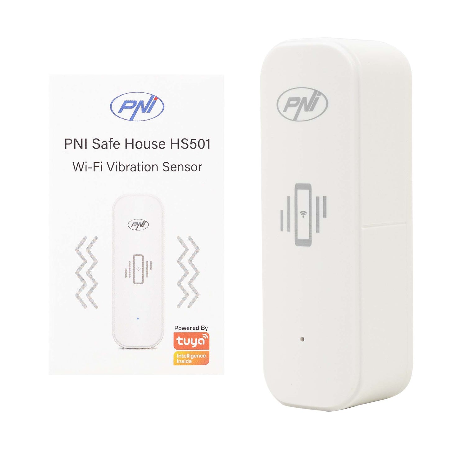Senzor de vibratie PNI SafeHouse HS501 cu Wi-Fi, compatibil aplicatia Tuya, alimentare 3V