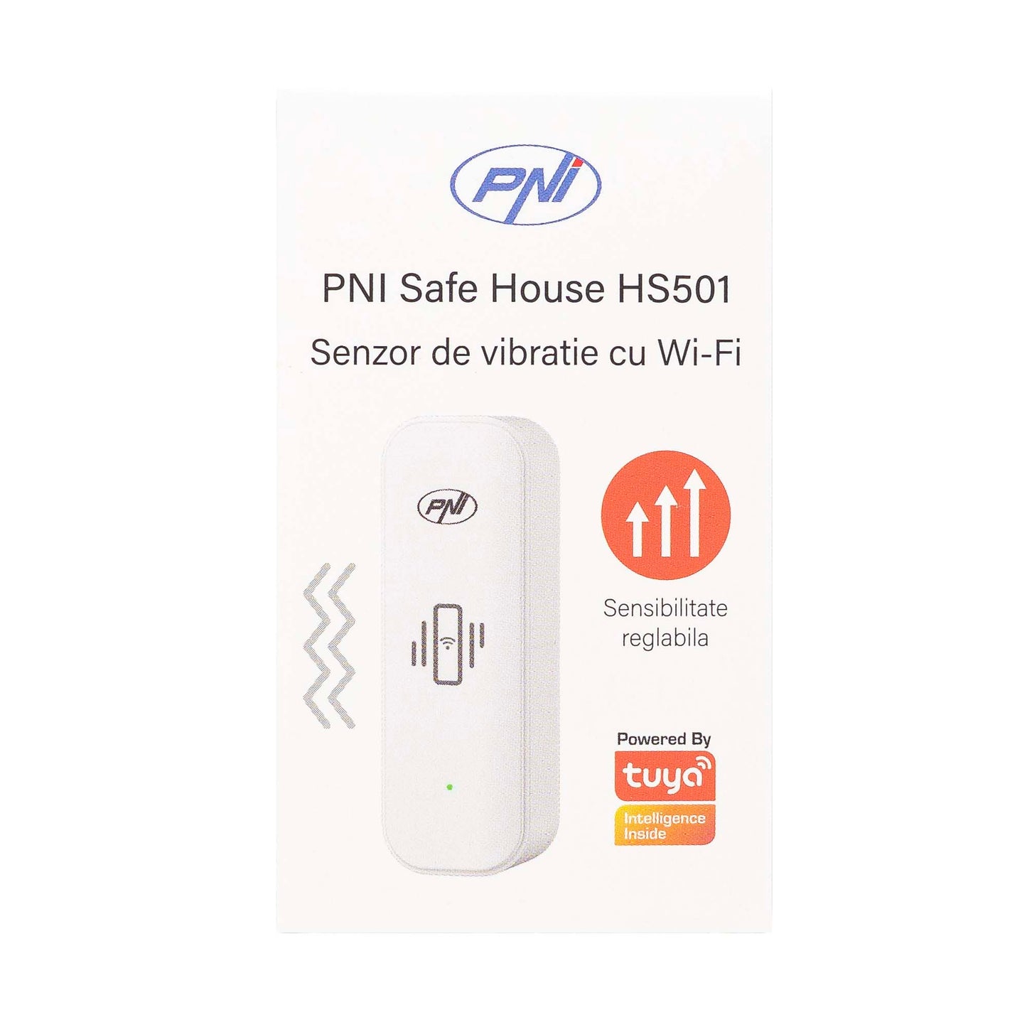 Senzor de vibratie PNI SafeHouse HS501 cu Wi-Fi, compatibil aplicatia Tuya, alimentare 3V