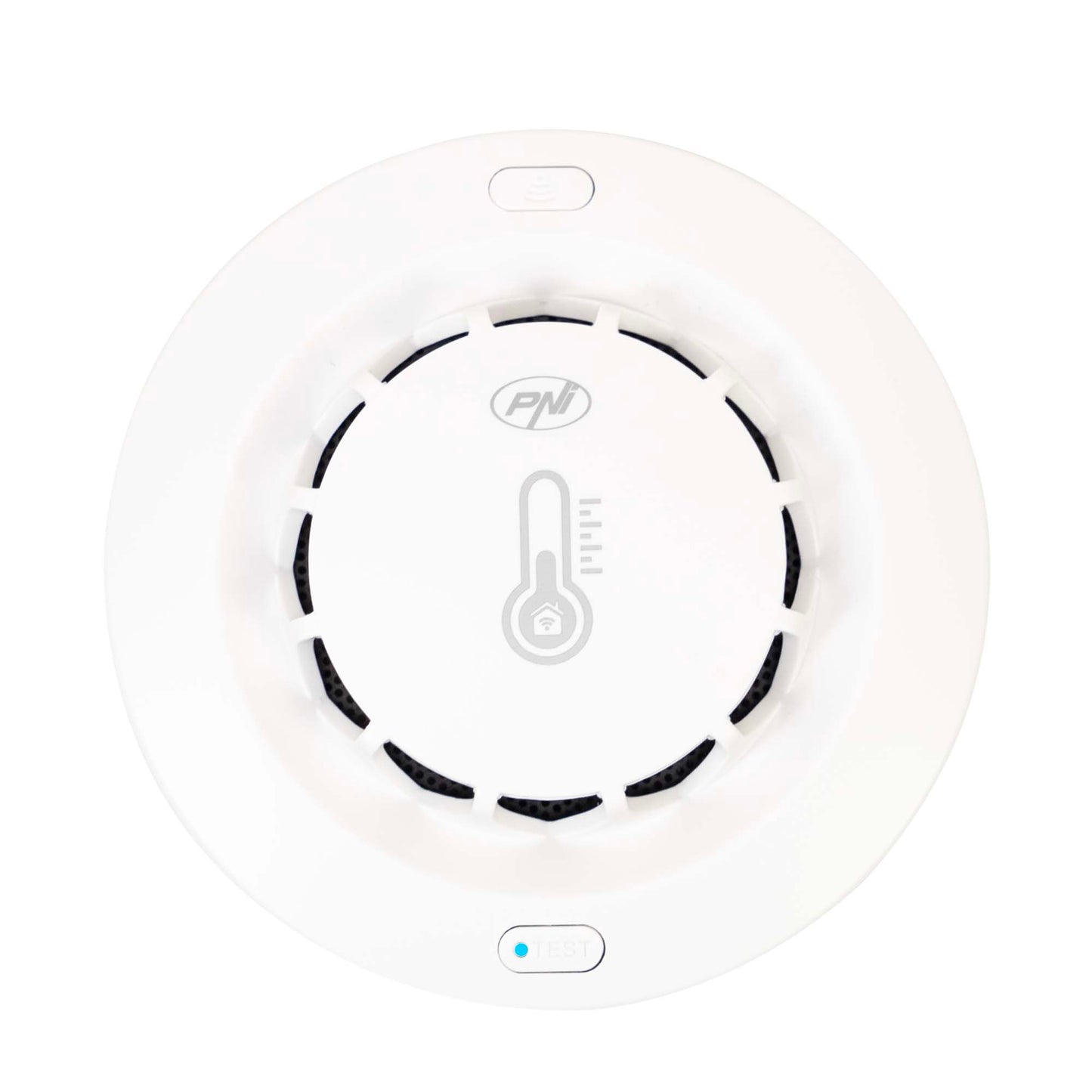 Senzor de fum, temperatura si umiditate PNI SafeHouse A022 cu Wi-Fi, aplicatia Tuya, compatibil cu Alexa si Google Assistant, 80dB, standalone, alb