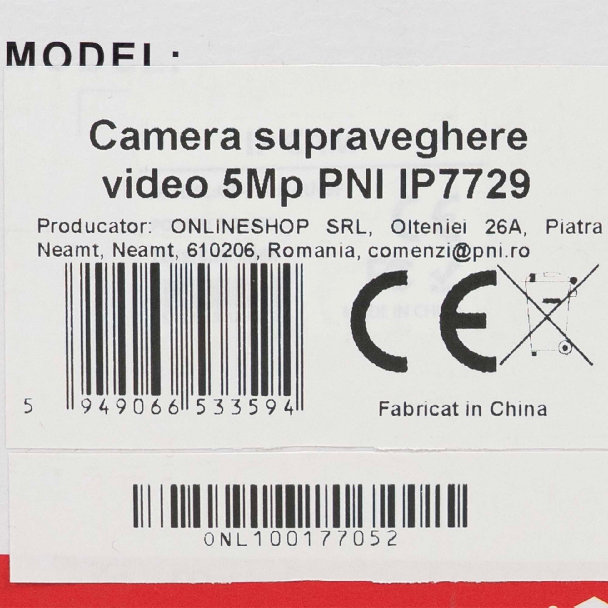 Camera supraveghere video PNI IP7729 5MP, 4mm, 8 LED-uri, D-WDR, P2P, ONVIF, 12V, pentru exterior, alb