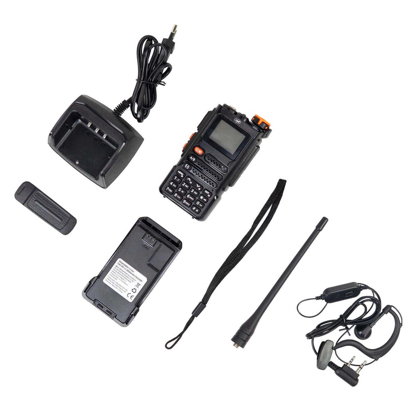 Statie radio portabila VHF/UHF PNI P16UV 999 canale, dual band TX si 6 benzi RX, transmisie VOX, Scan, Radio FM, canale meteo, Li-Ion 2600 mAh