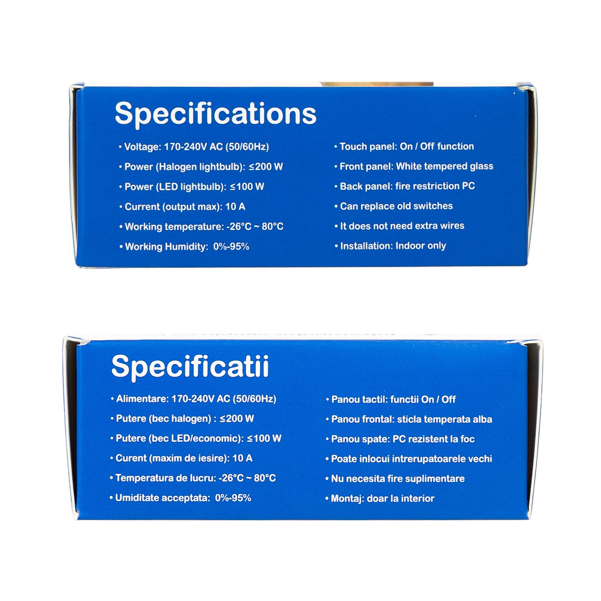 Intrerupator simplu cu touch PNI SH101 din sticla, alb cu LED indicator