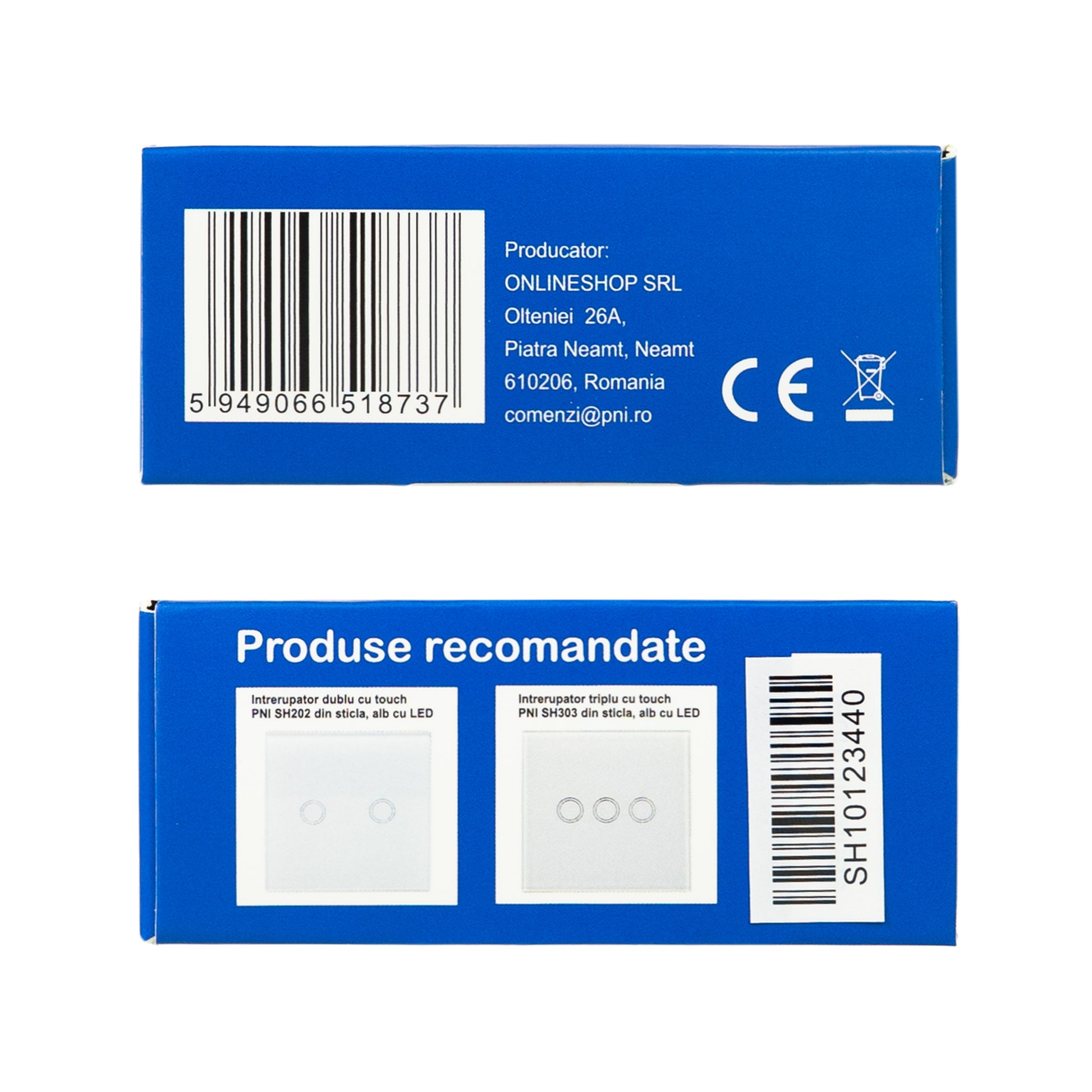 Intrerupator simplu cu touch PNI SH101 din sticla, alb cu LED indicator