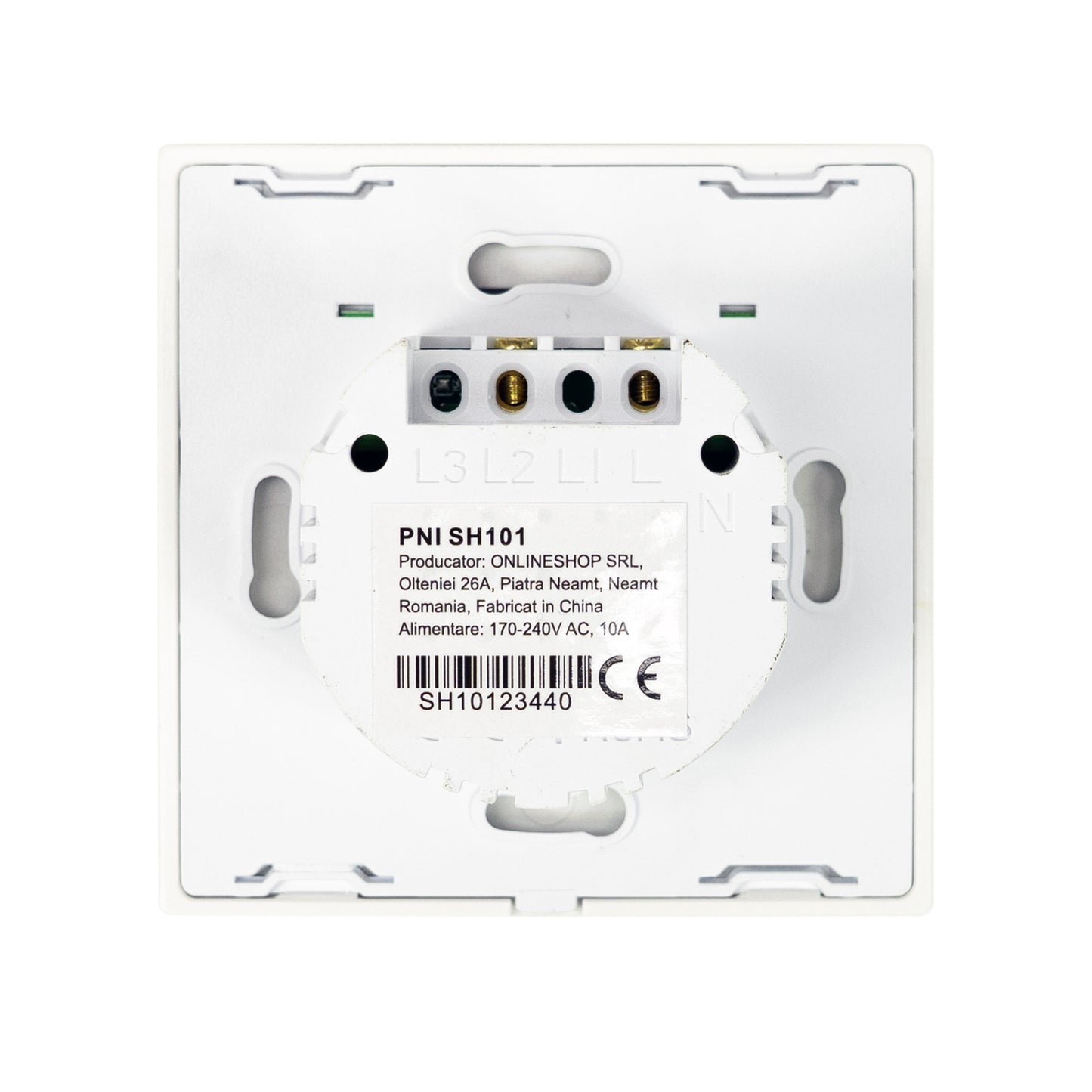 Intrerupator simplu cu touch PNI SH101 din sticla, alb cu LED indicator