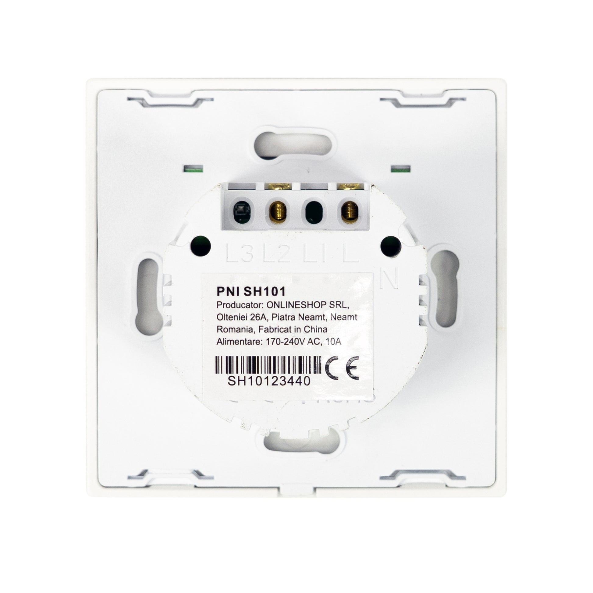 Intrerupator simplu cu touch PNI SH101 din sticla, alb cu LED indicator
