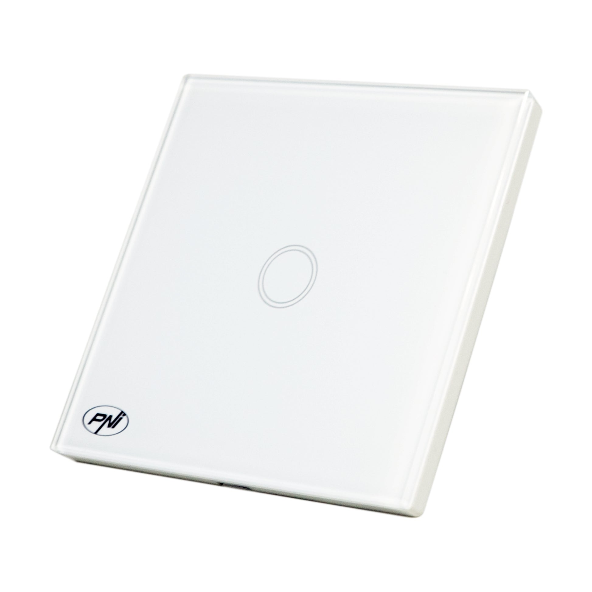 Intrerupator simplu cu touch PNI SH101 din sticla, alb cu LED indicator