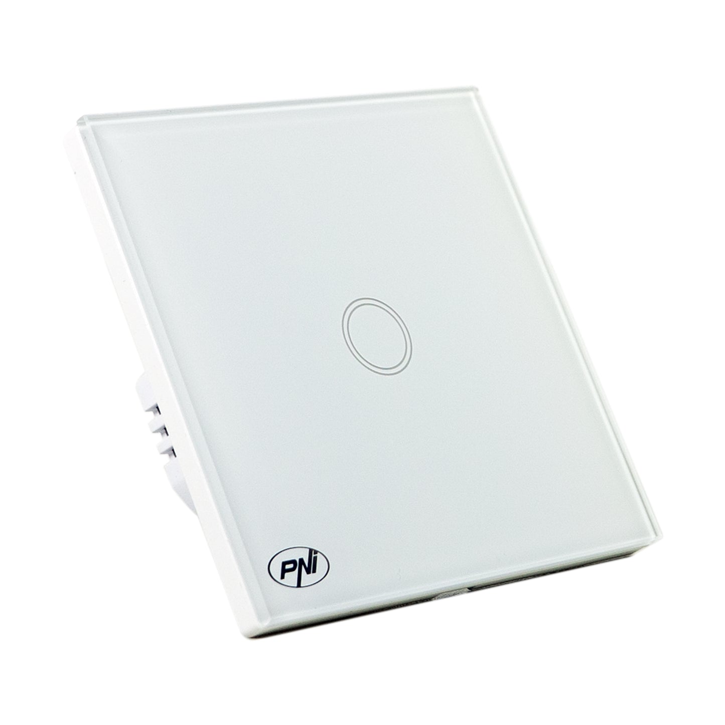 Intrerupator simplu cu touch PNI SH101 din sticla, alb cu LED indicator