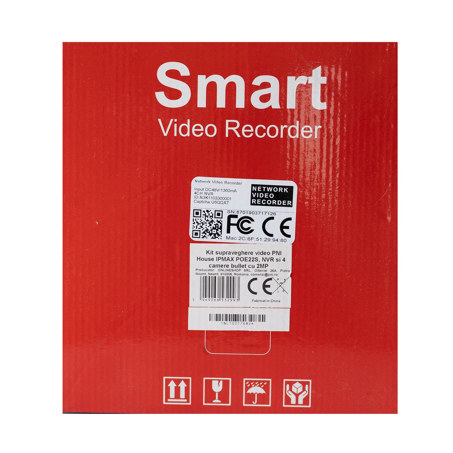 Kit supraveghere video PNI House IPMAX POE22S, NVR si 4 camere bullet cu 4MP