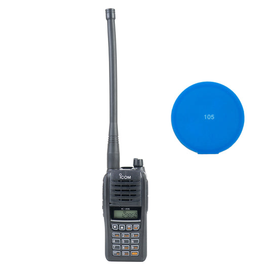 Kit Statie radio portabila VHF ICom IC-A16EBT cu bluetooth, pentru aviatie 118.000–136.992 MHz, 2400 mAh, IP67 + Cadou Sticky Pad Blue