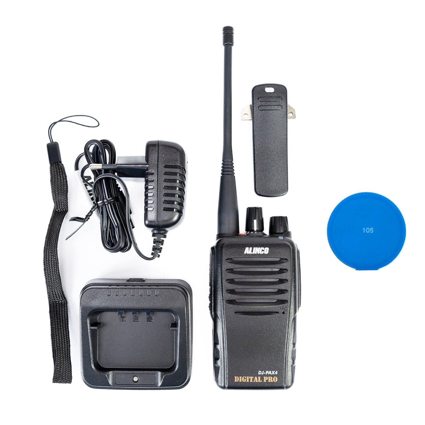 Kit Statie radio portabila PNI Alinco DJ-PAX4 PMR446 Dual Mode analogic-digital, VOX, TOT, IP67, acumulator 1800mAh + Cadou Sticky Pad Blue
