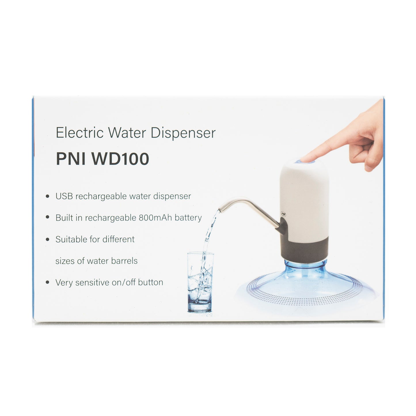 Pompa electrica pentru bidon de apa PNI WD100 incarcare prin micro USB, acumulator 800 mAh, putere 4W