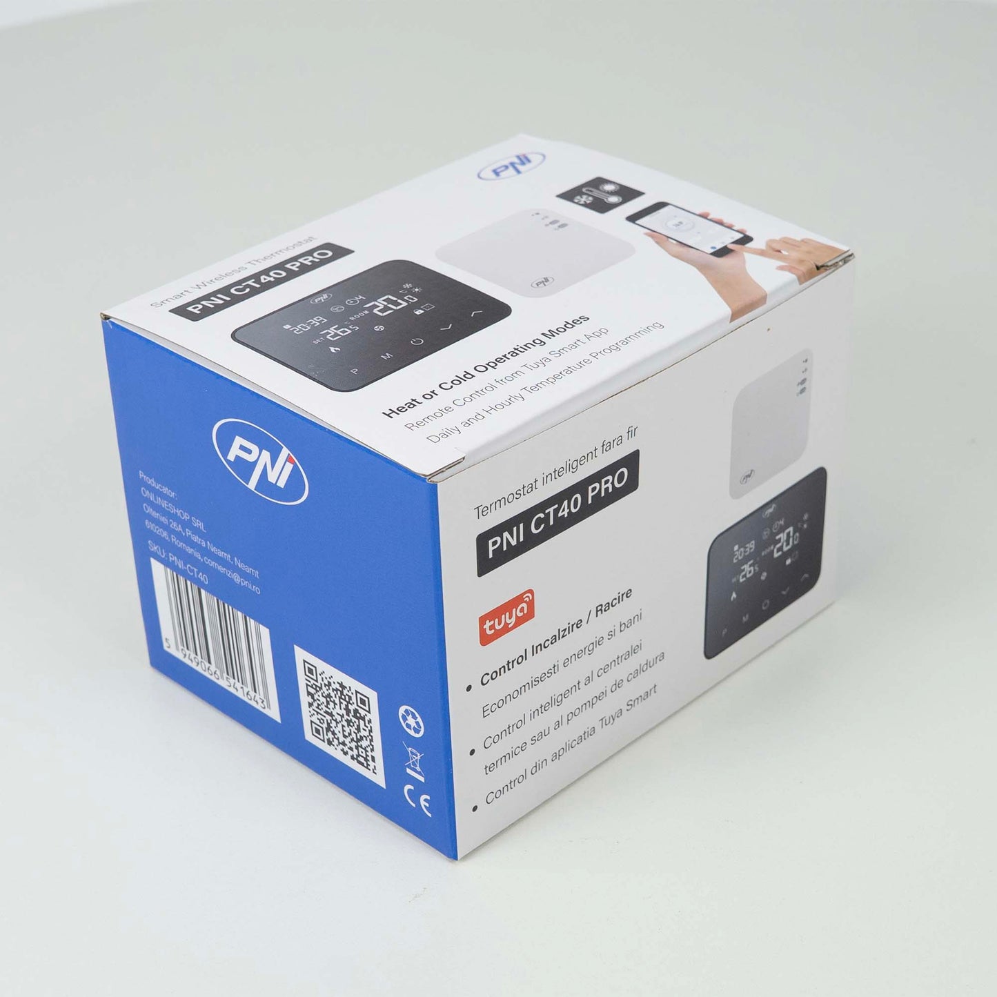 Termostat inteligent PNI CT40 PRO fara fir, cu WiFi, pentru centrale termice, 4 programe zilnice, mod manual, mod economic, control prin Tuya Smart