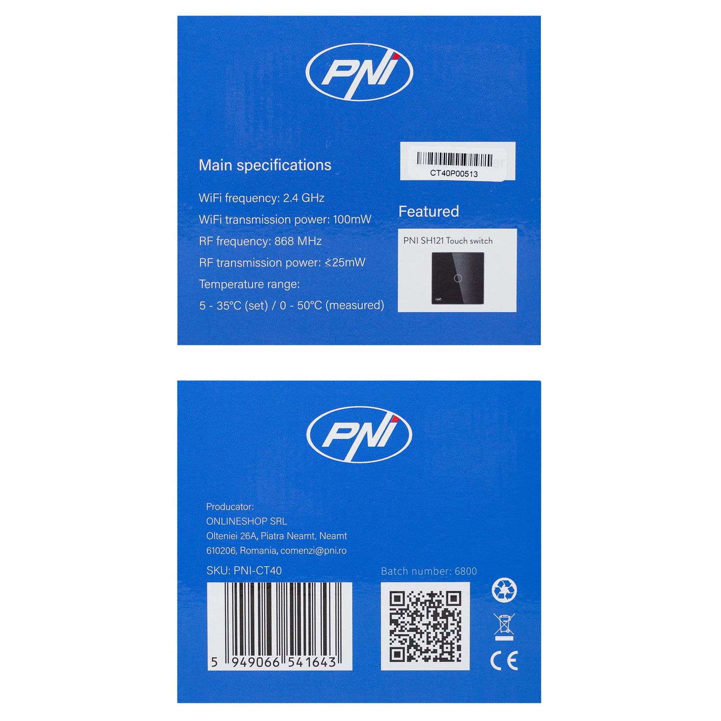 Termostat inteligent PNI CT40 PRO fara fir, cu WiFi, pentru centrale termice, 4 programe zilnice, mod manual, mod economic, control prin Tuya Smart