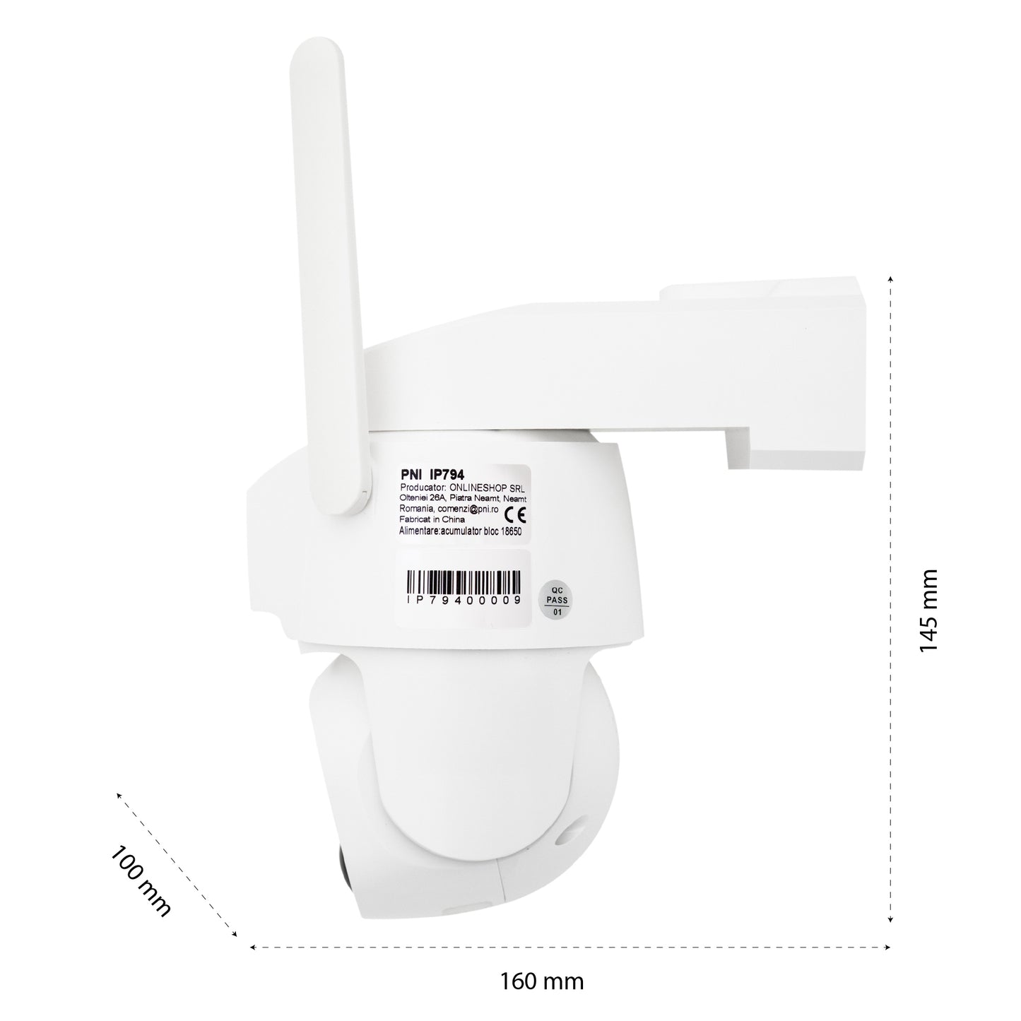 Camera supraveghere video PNI IP794 cu Wi-Fi, PTZ, dual lens 2MP + 2MP, panou solar 5.5W, acumulator bloc 8000mAh