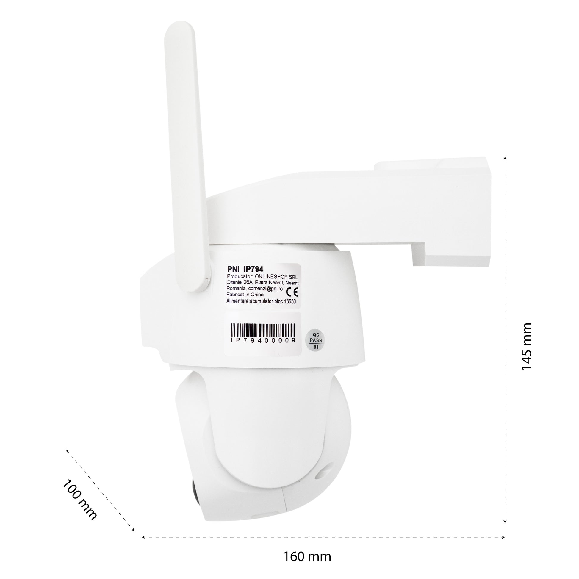Camera supraveghere video PNI IP794 cu Wi-Fi, PTZ, dual lens 2MP + 2MP, panou solar 5.5W, acumulator bloc 8000mAh