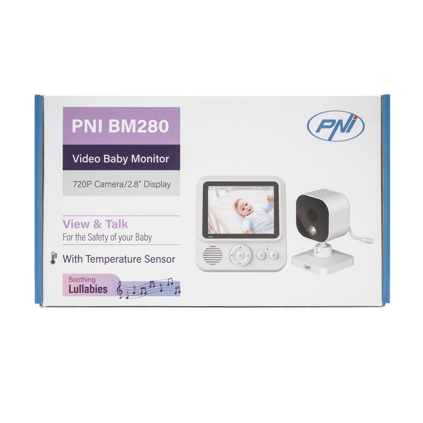 Video Baby Monitor PNI BM280 ecran 2.8 inch wireless 2.4 GHz, senzor temperatura, VOX, vedere nocturna, functie zoom, cantece de leagan
