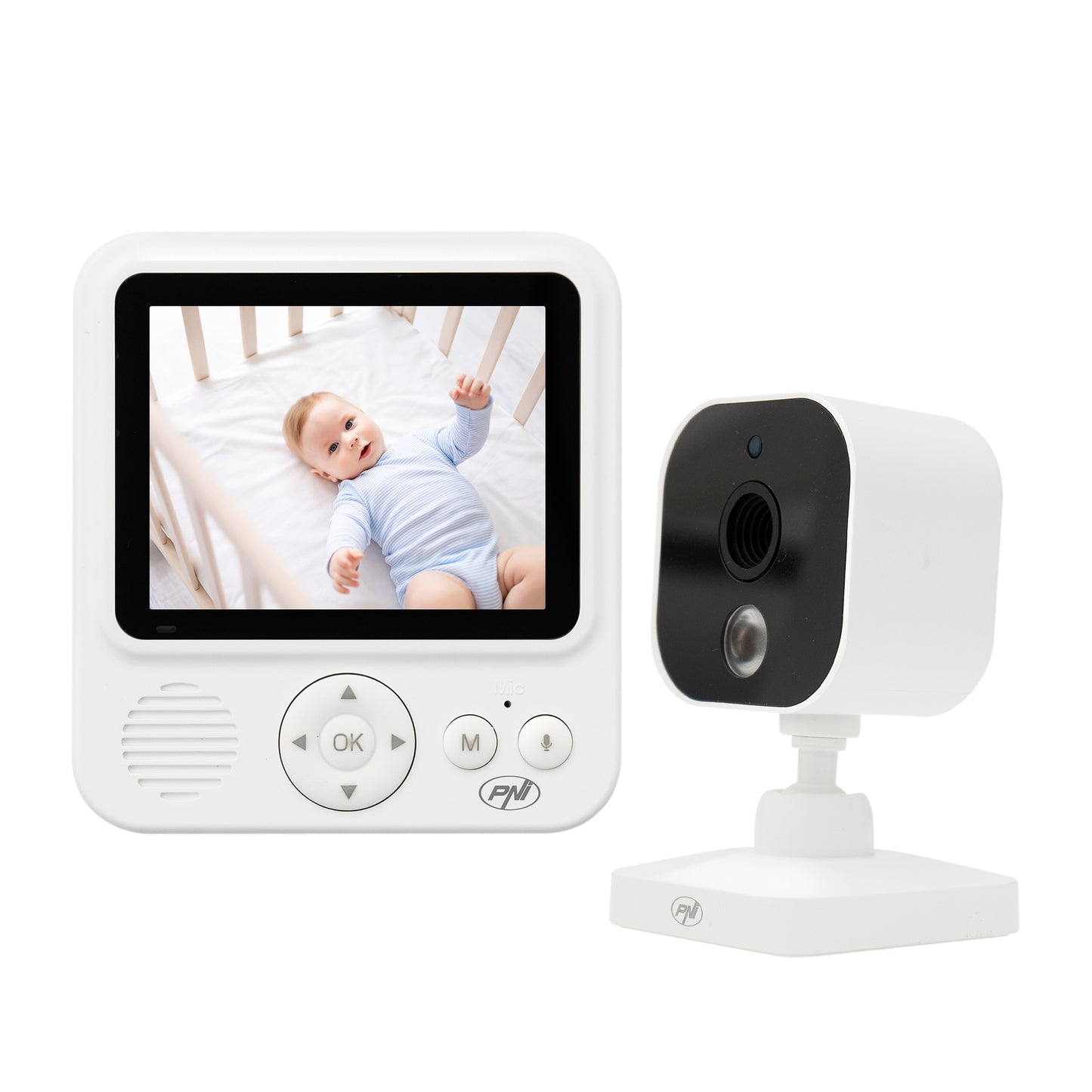 Video Baby Monitor PNI BM280 ecran 2.8 inch wireless 2.4 GHz, senzor temperatura, VOX, vedere nocturna, functie zoom, cantece de leagan