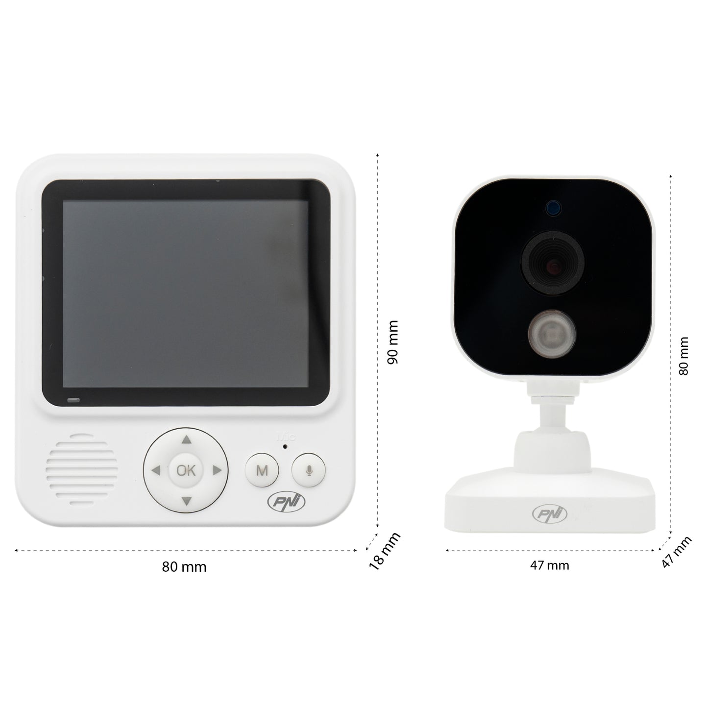 Video Baby Monitor PNI BM280 ecran 2.8 inch wireless 2.4 GHz, senzor temperatura, VOX, vedere nocturna, functie zoom, cantece de leagan