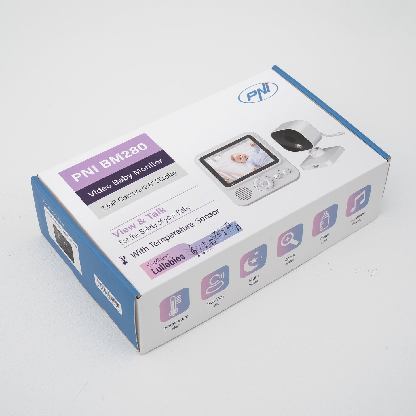 Video Baby Monitor PNI BM280 ecran 2.8 inch wireless 2.4 GHz, senzor temperatura, VOX, vedere nocturna, functie zoom, cantece de leagan