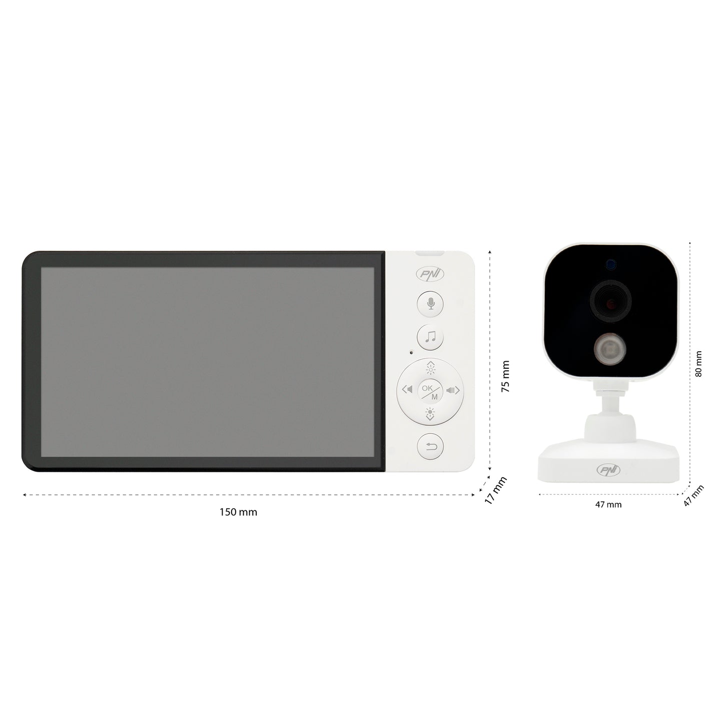 Video Baby Monitor PNI BM500 ecran 5 inch wireless 2.4 GHz, senzor temperatura, VOX, vedere nocturna, functie zoom, cantece de leagan