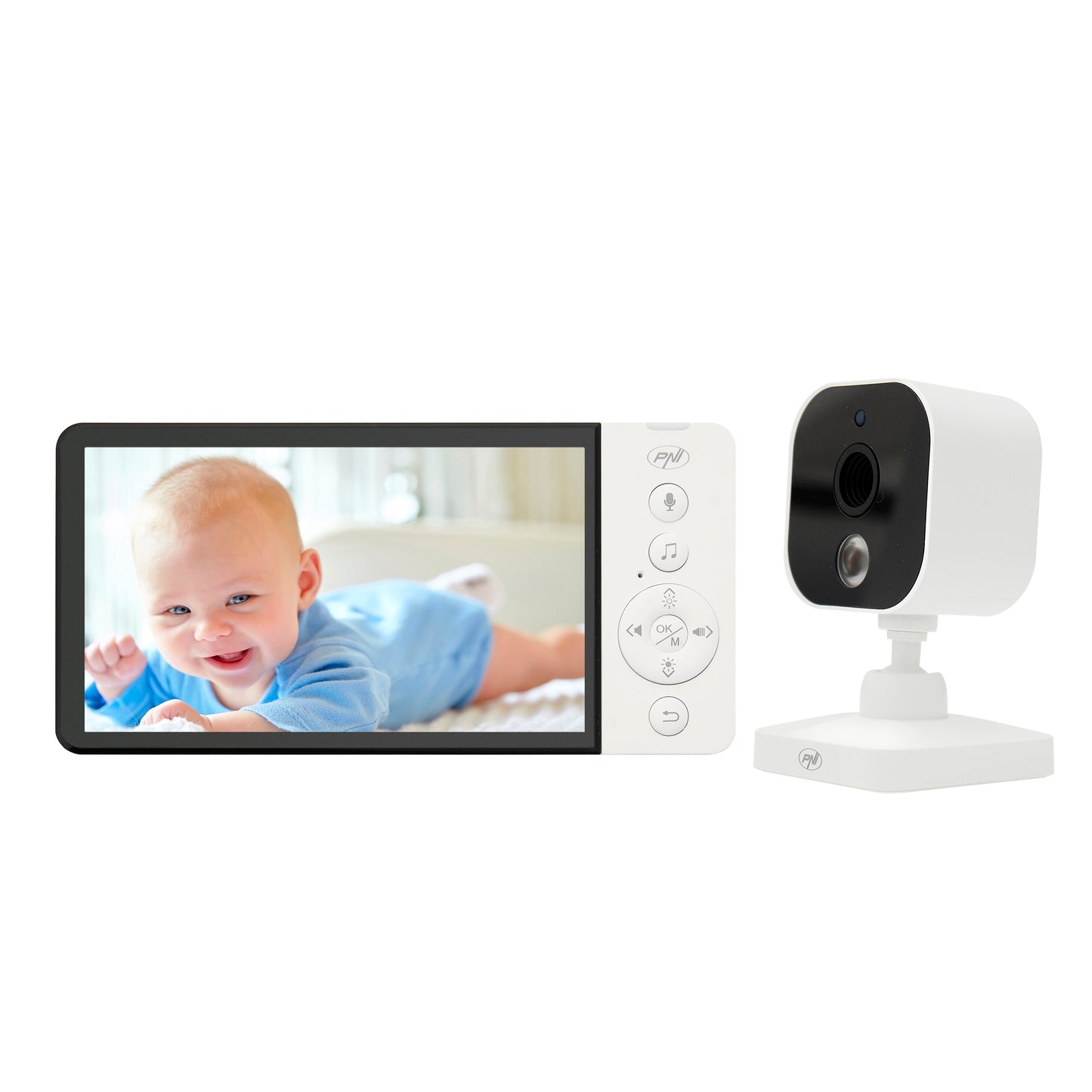 Video Baby Monitor PNI BM500 ecran 5 inch wireless 2.4 GHz, senzor temperatura, VOX, vedere nocturna, functie zoom, cantece de leagan