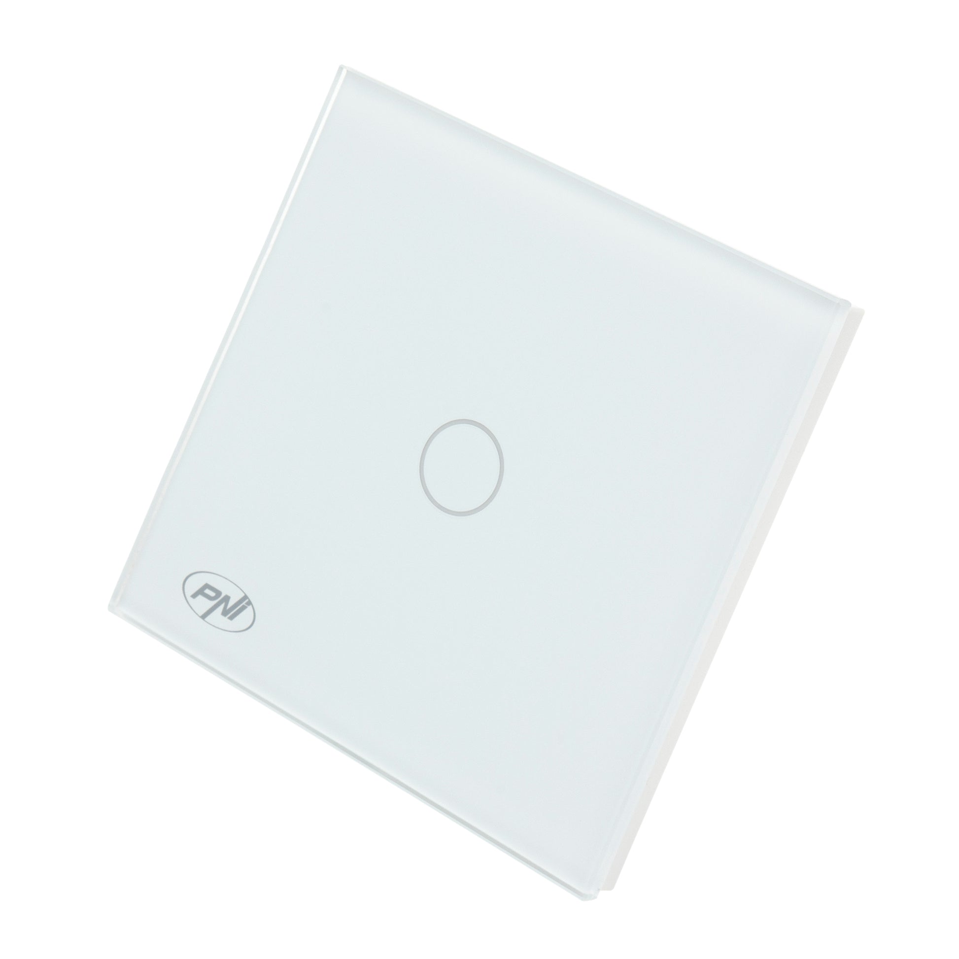 Intrerupator cap scara si cap cruce simplu cu touch PNI CS101W din sticla, alb cu LED indicator, 800W